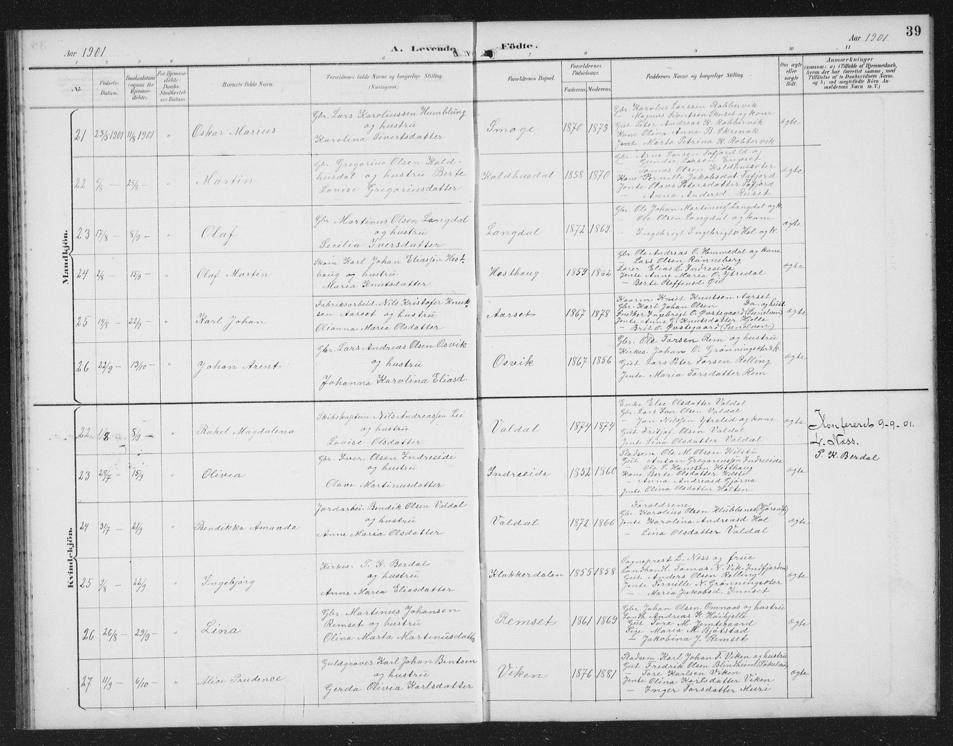 Ministerialprotokoller, klokkerbøker og fødselsregistre - Møre og Romsdal, AV/SAT-A-1454/519/L0264: Parish register (copy) no. 519C05, 1892-1910, p. 39