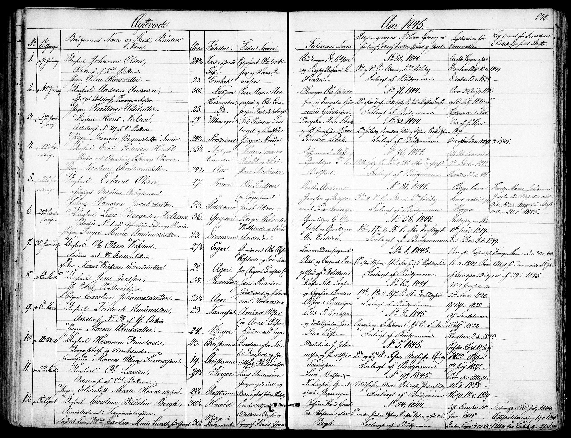 Garnisonsmenigheten Kirkebøker, SAO/A-10846/F/Fa/L0008: Parish register (official) no. 8, 1842-1859, p. 340