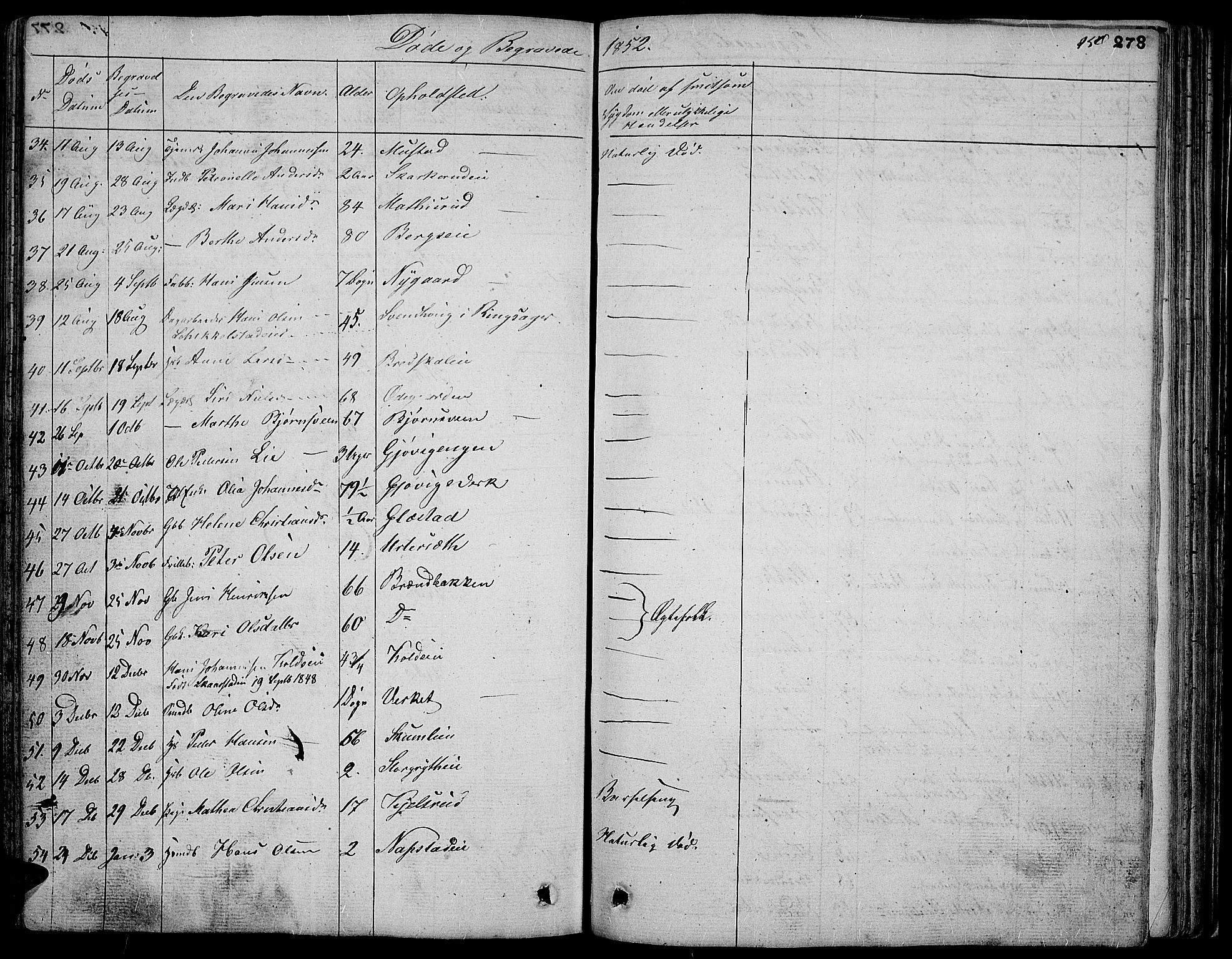 Vardal prestekontor, SAH/PREST-100/H/Ha/Hab/L0004: Parish register (copy) no. 4, 1831-1853, p. 278