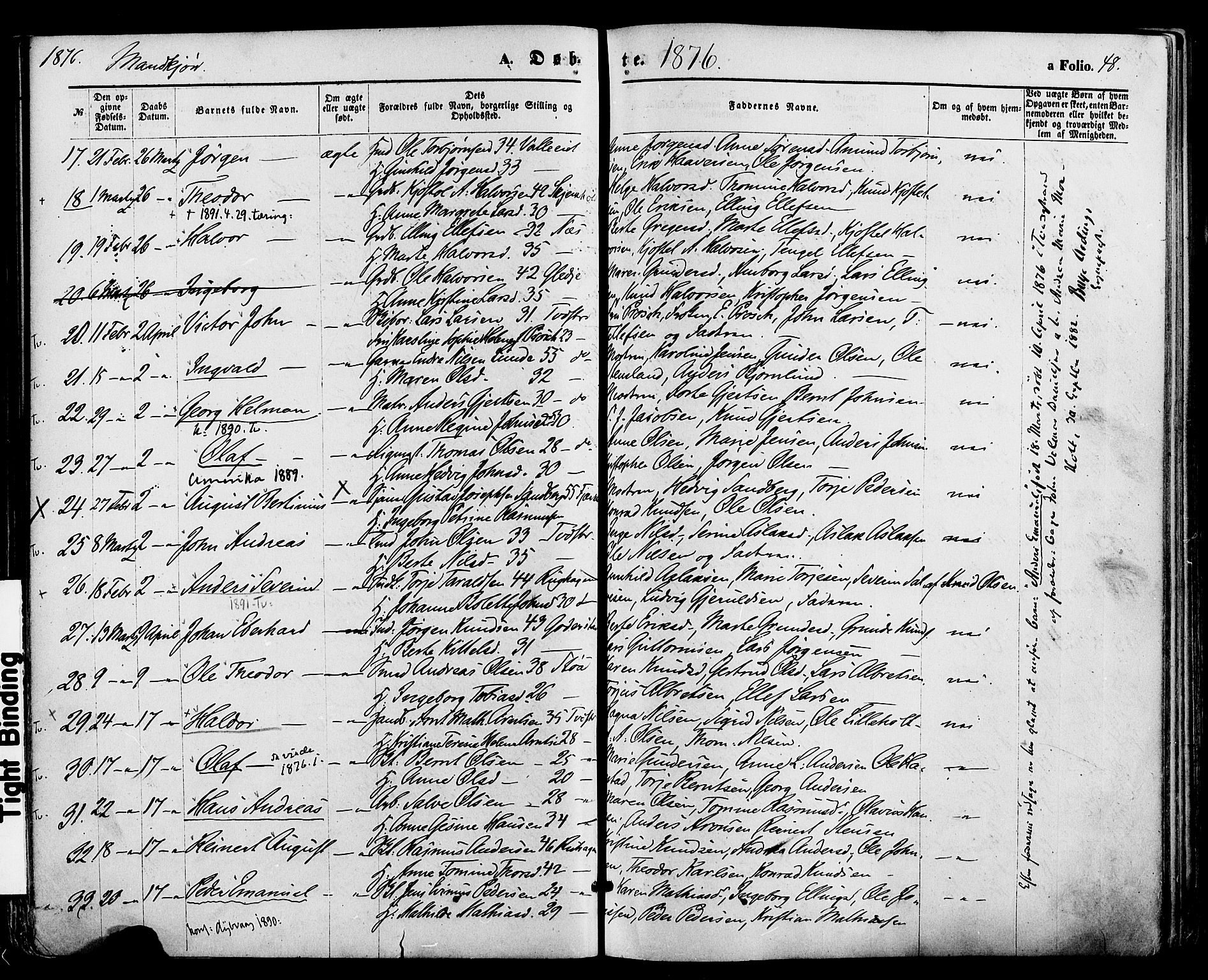 Holt sokneprestkontor, AV/SAK-1111-0021/F/Fa/L0010: Parish register (official) no. A 10, 1872-1885, p. 48