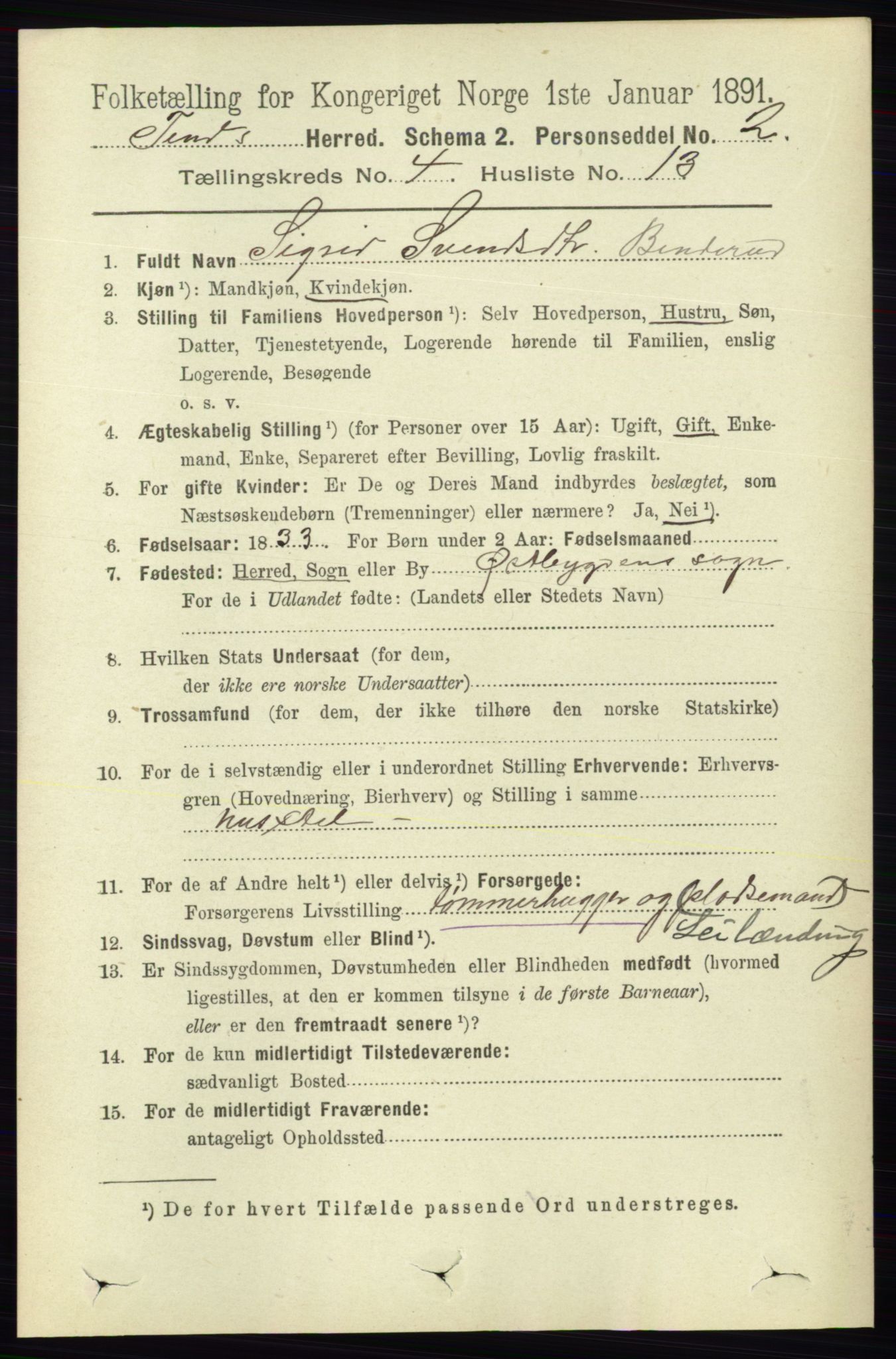 RA, 1891 census for 0826 Tinn, 1891, p. 793