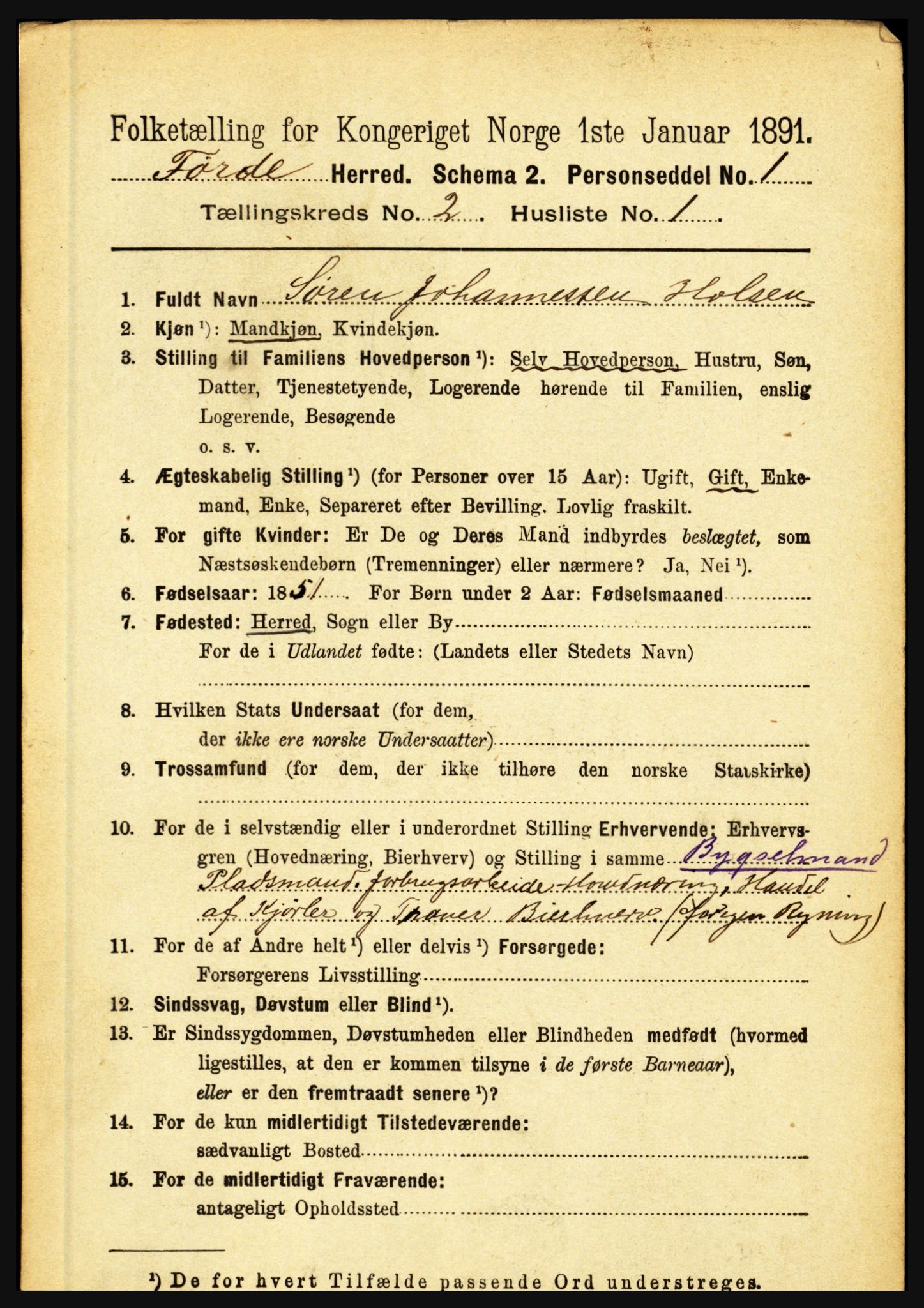 RA, 1891 census for 1432 Førde, 1891, p. 455