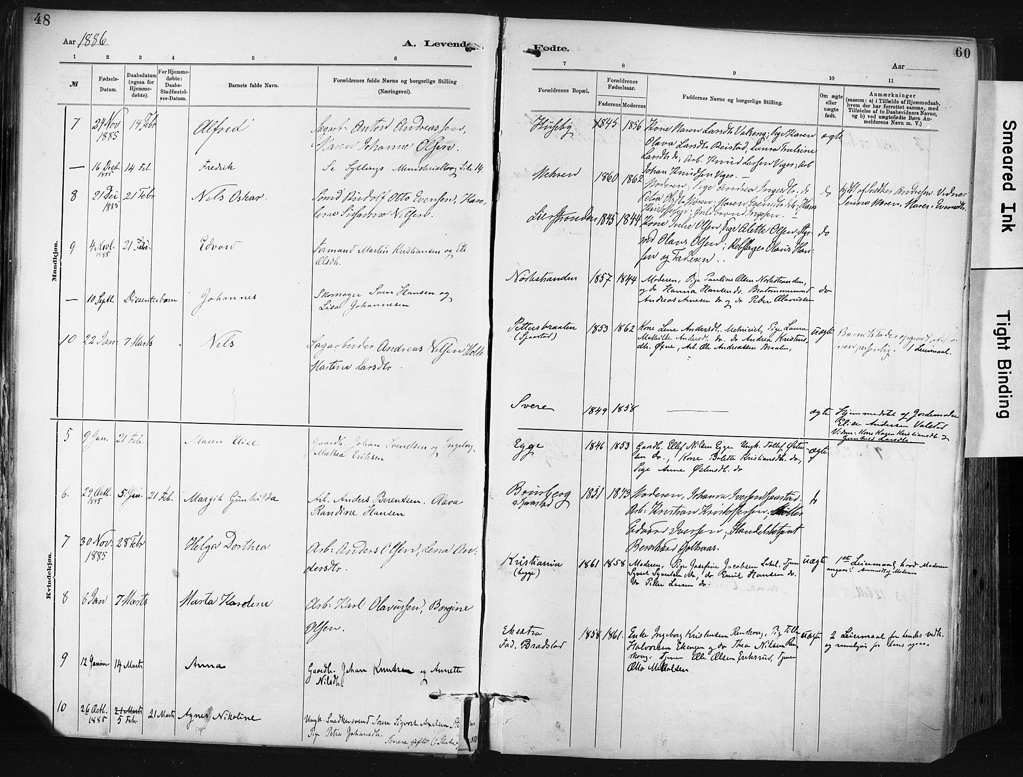 Lier kirkebøker, SAKO/A-230/F/Fa/L0015: Parish register (official) no. I 15, 1883-1894, p. 48 og 60