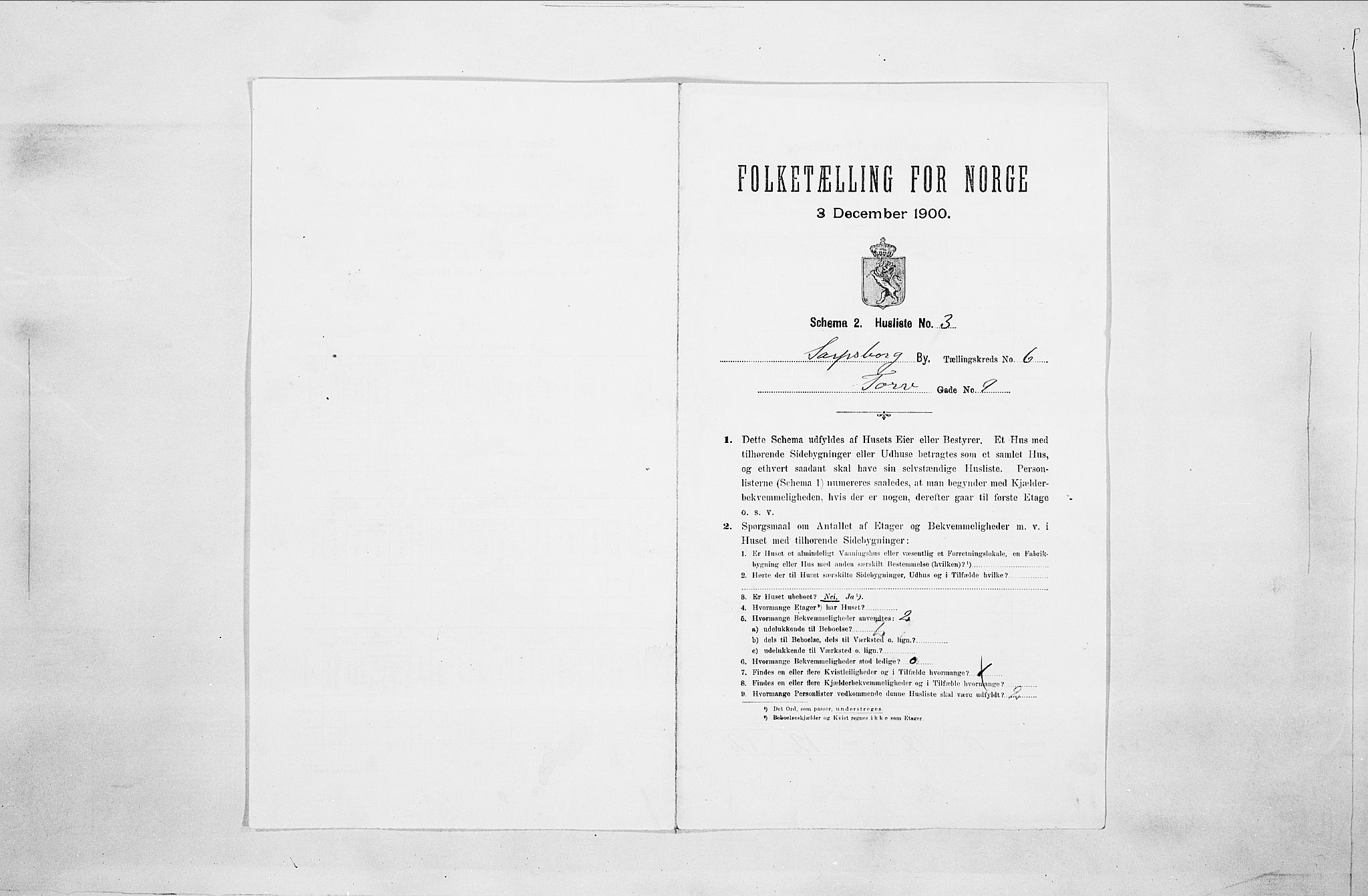 SAO, 1900 census for Sarpsborg, 1900