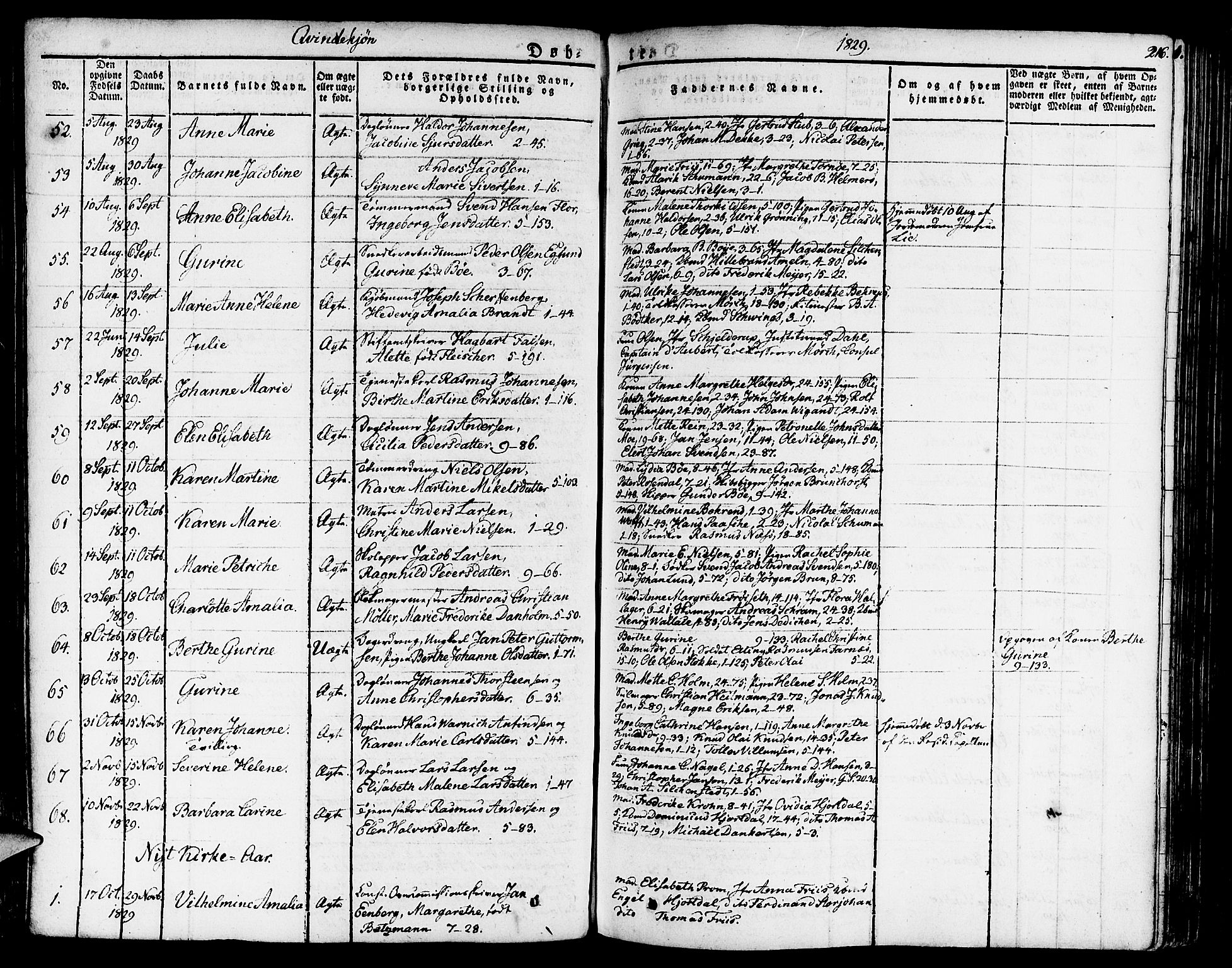 Nykirken Sokneprestembete, SAB/A-77101/H/Haa/L0012: Parish register (official) no. A 12, 1821-1844, p. 216