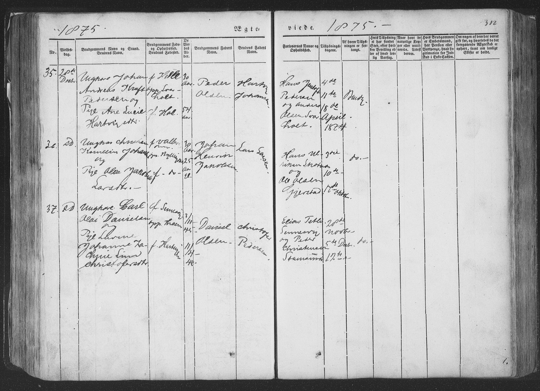 Ministerialprotokoller, klokkerbøker og fødselsregistre - Nordland, AV/SAT-A-1459/881/L1165: Parish register (copy) no. 881C02, 1854-1876, p. 312