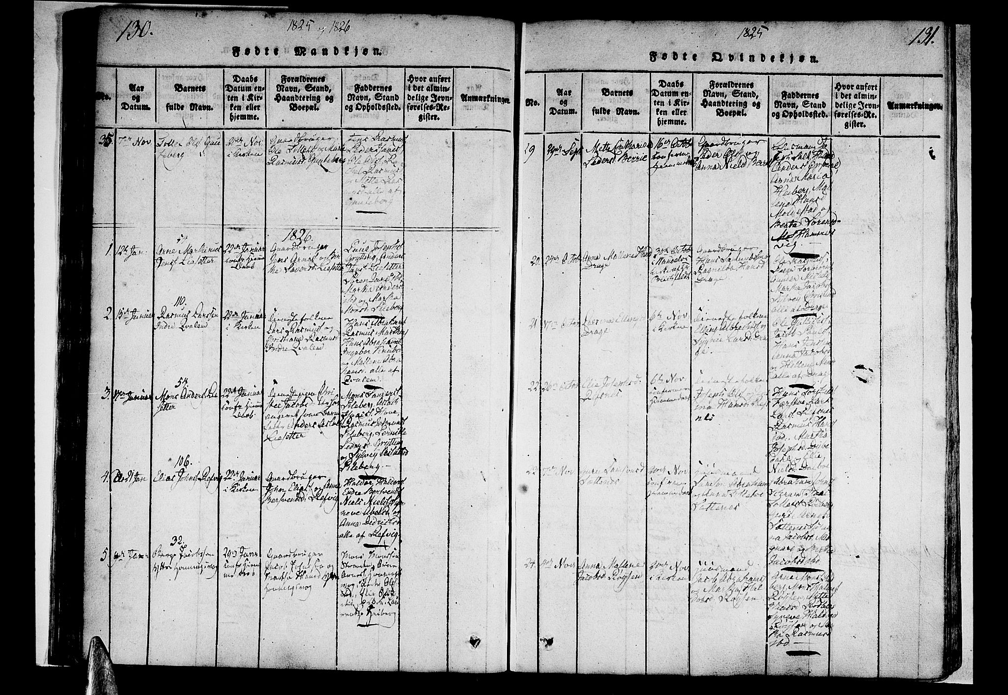 Selje sokneprestembete, SAB/A-99938/H/Ha/Haa/Haaa: Parish register (official) no. A 8, 1816-1828, p. 130-131