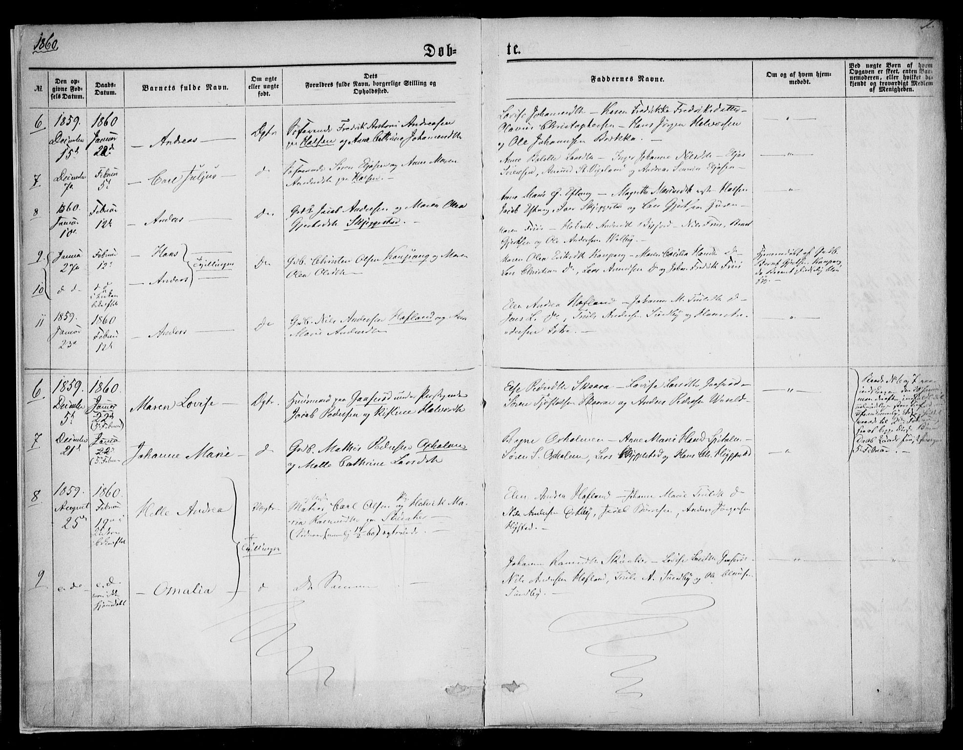 Tjølling kirkebøker, SAKO/A-60/F/Fa/L0007: Parish register (official) no. 7, 1860-1876, p. 2
