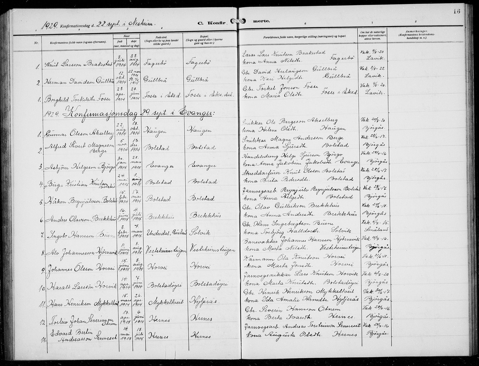 Evanger sokneprestembete, SAB/A-99924: Parish register (copy) no. A 6, 1918-1941, p. 16