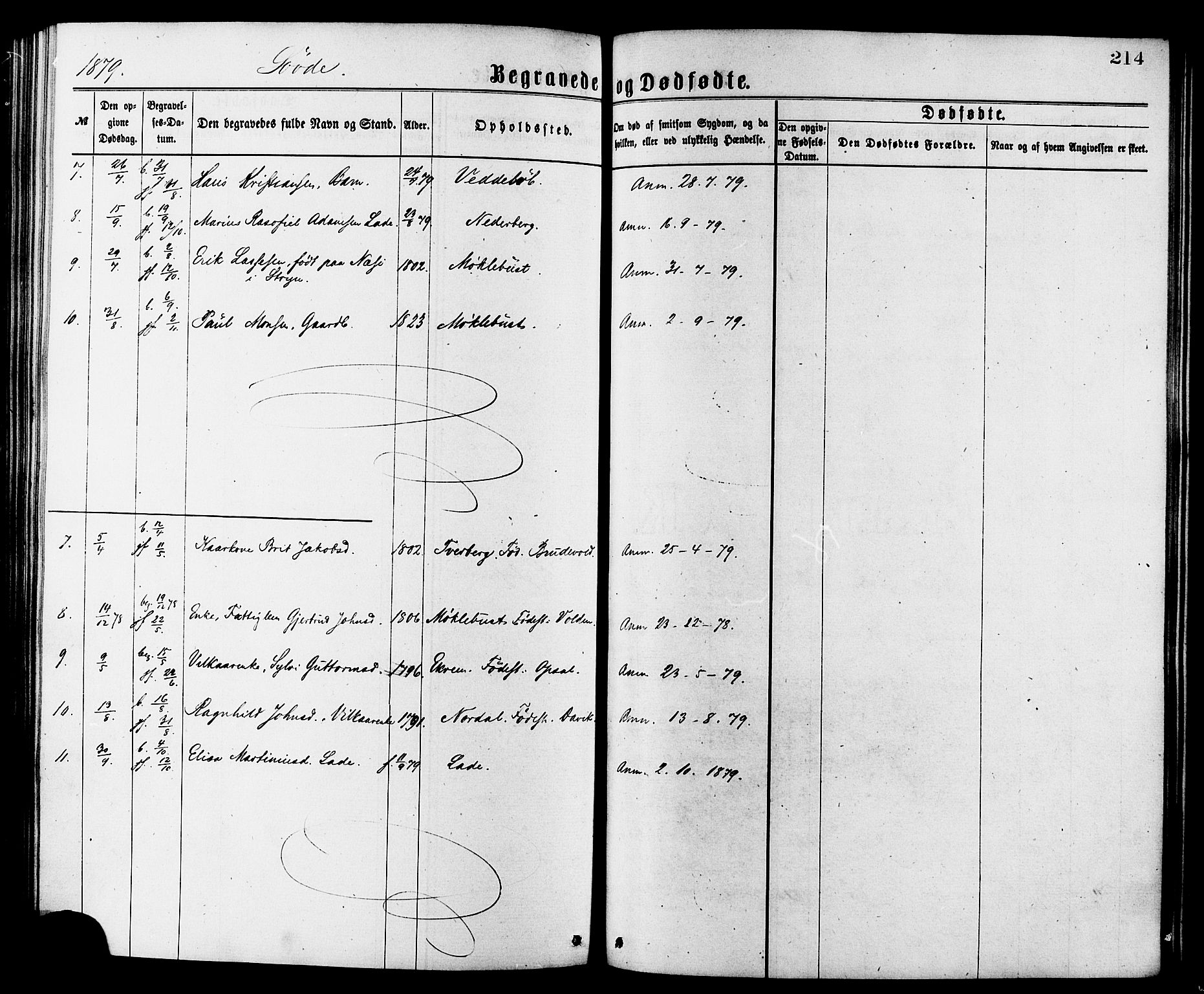 Ministerialprotokoller, klokkerbøker og fødselsregistre - Møre og Romsdal, SAT/A-1454/502/L0024: Parish register (official) no. 502A02, 1873-1884, p. 214