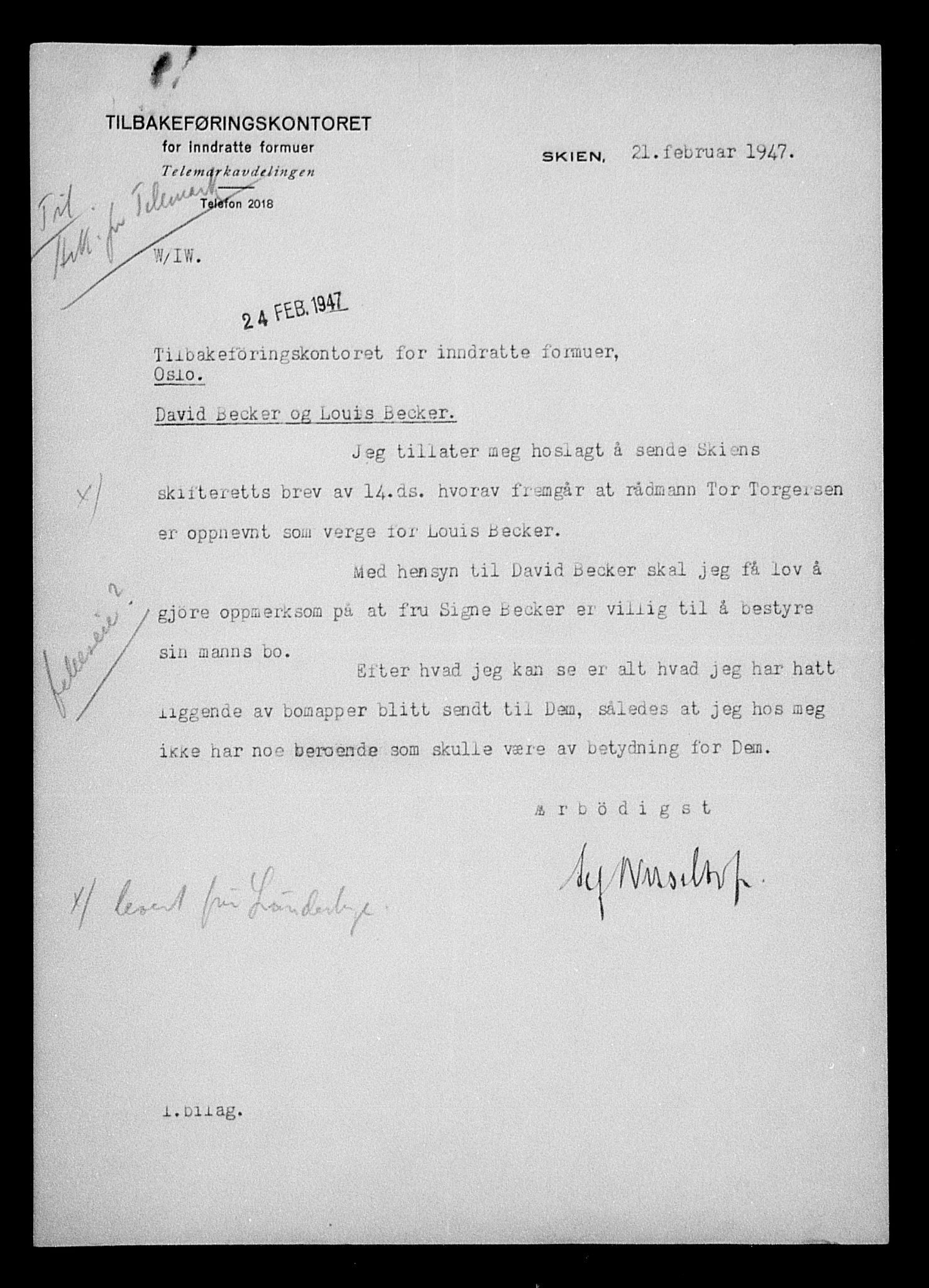 Justisdepartementet, Tilbakeføringskontoret for inndratte formuer, AV/RA-S-1564/H/Hc/Hcd/L0990: --, 1945-1947, p. 485
