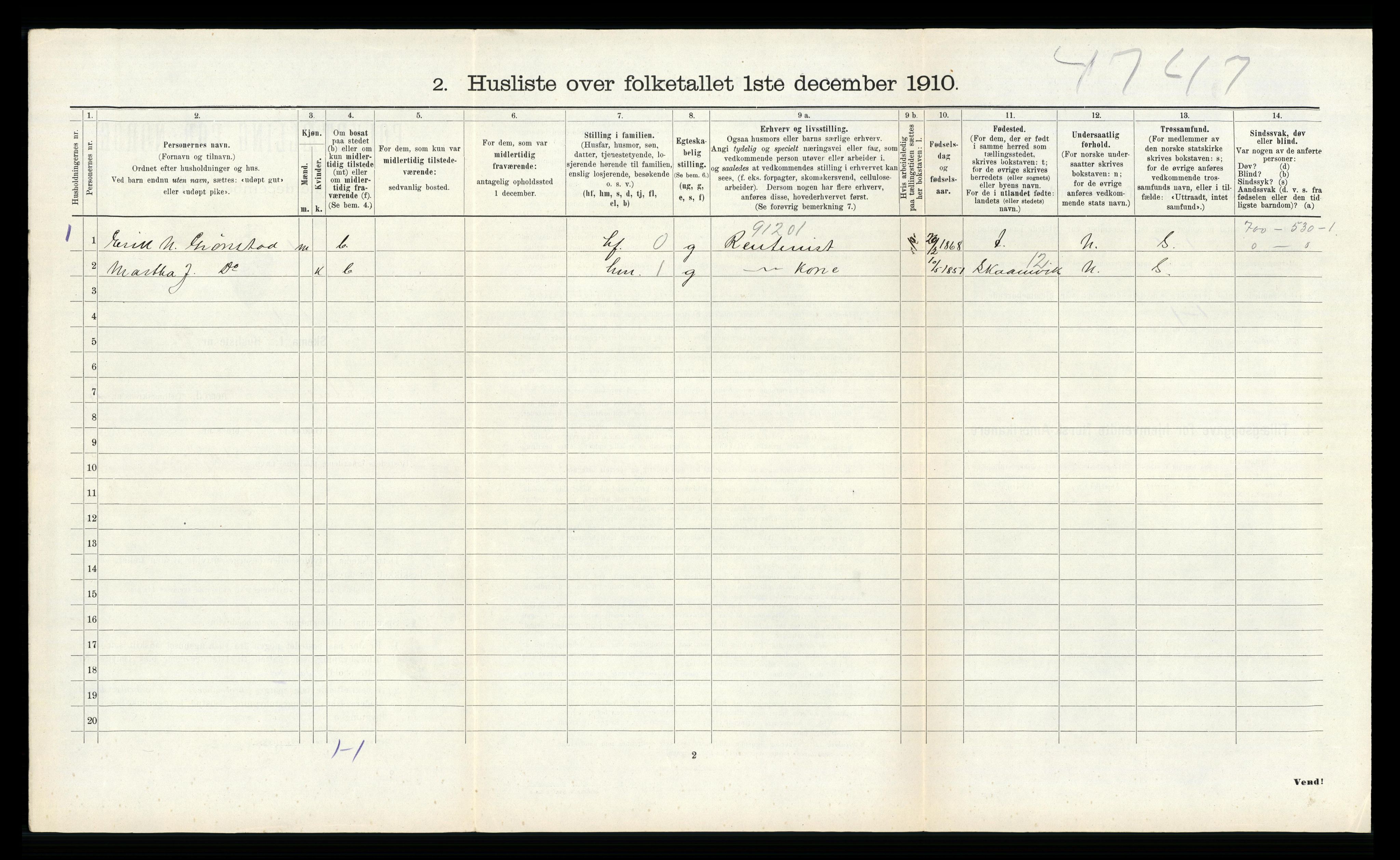 RA, 1910 census for Etne, 1910, p. 267