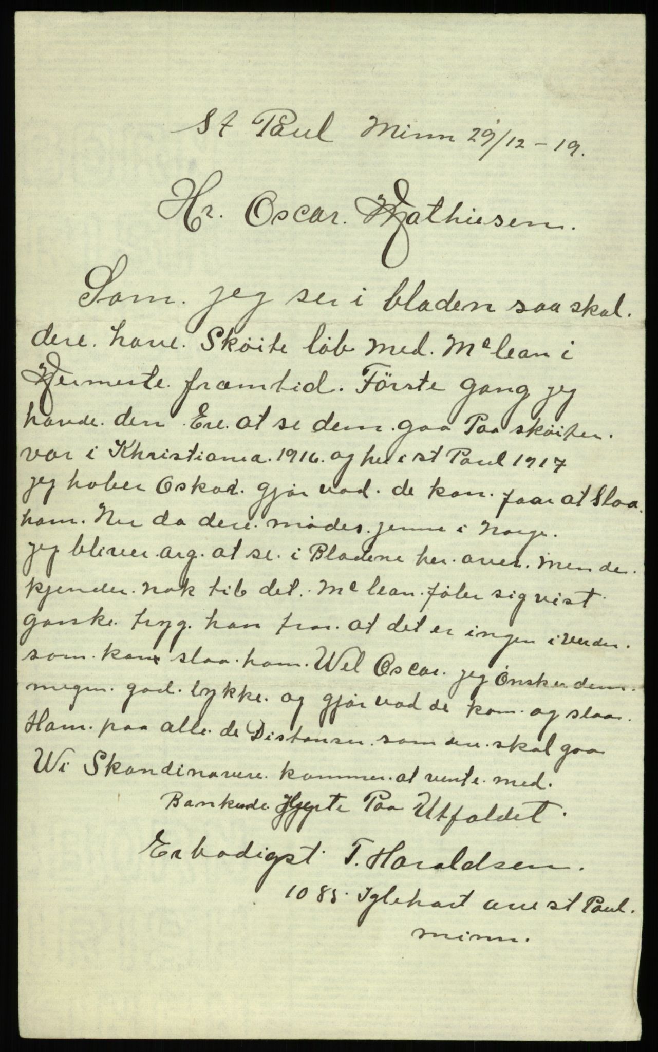 Mathisen, Oscar Wilhelm, AV/RA-PA-1912/Fa/L0001: Inngående korrespondanse, 1916-1954, p. 17