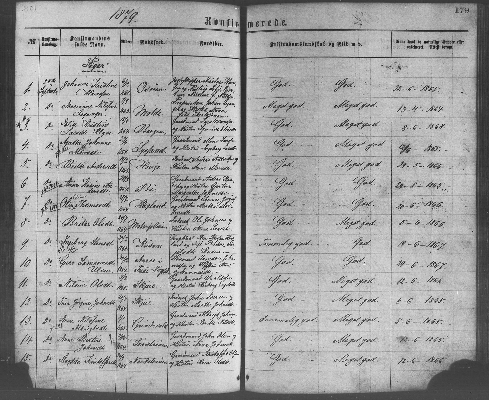 Os sokneprestembete, SAB/A-99929: Parish register (official) no. A 18, 1874-1884, p. 179