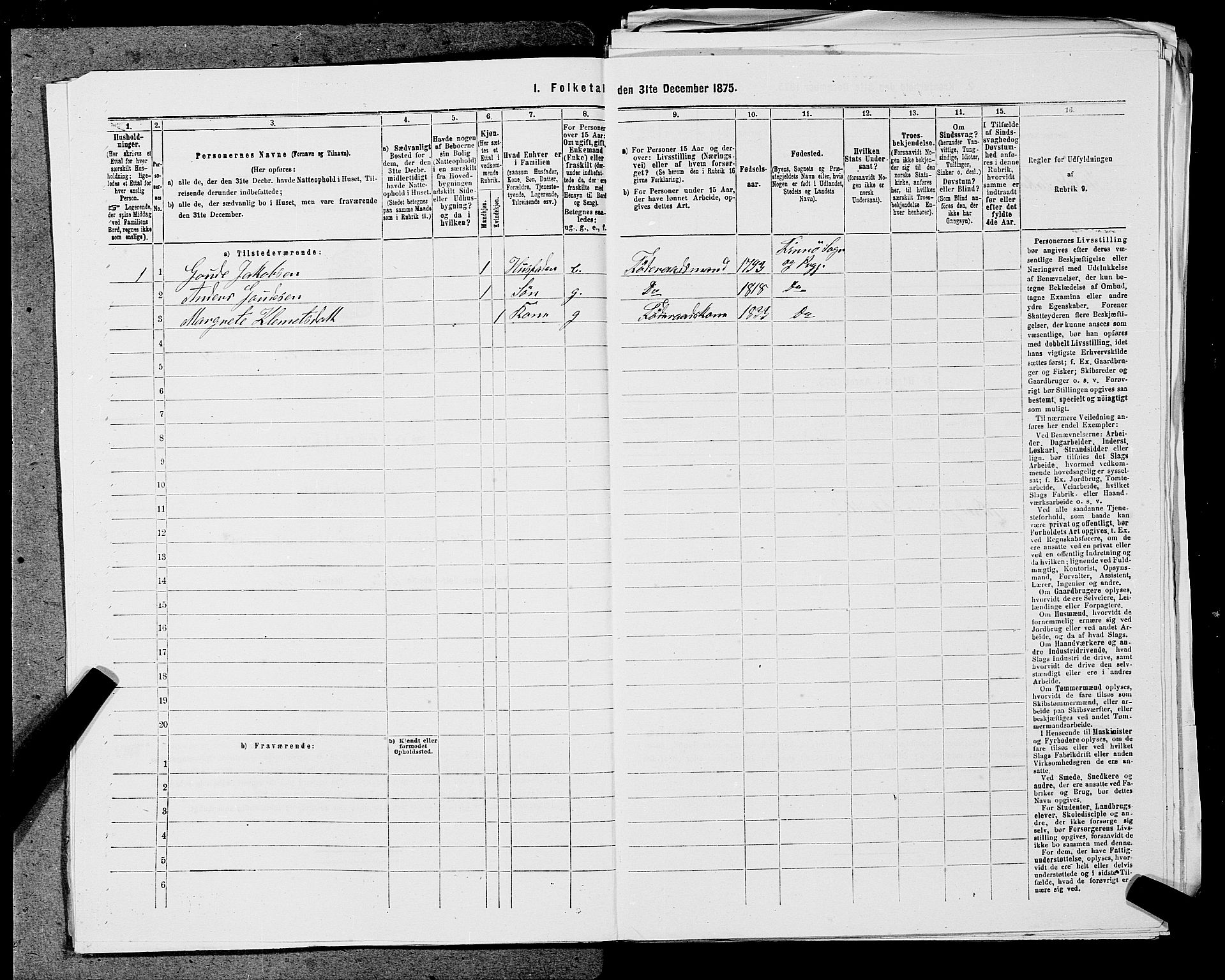 SAST, 1875 census for 1141P Finnøy, 1875, p. 263