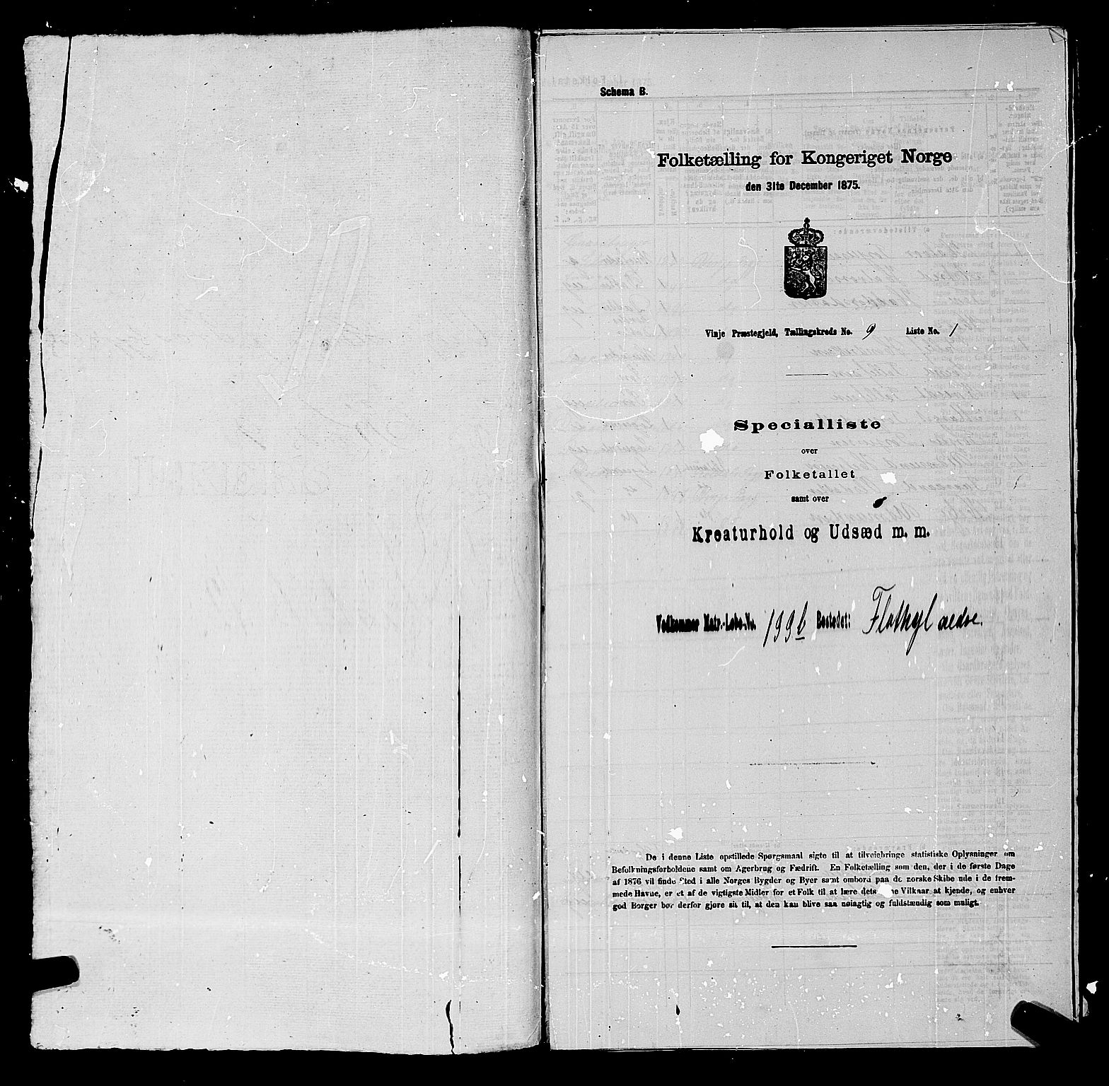 SAKO, 1875 census for 0834P Vinje, 1875, p. 657