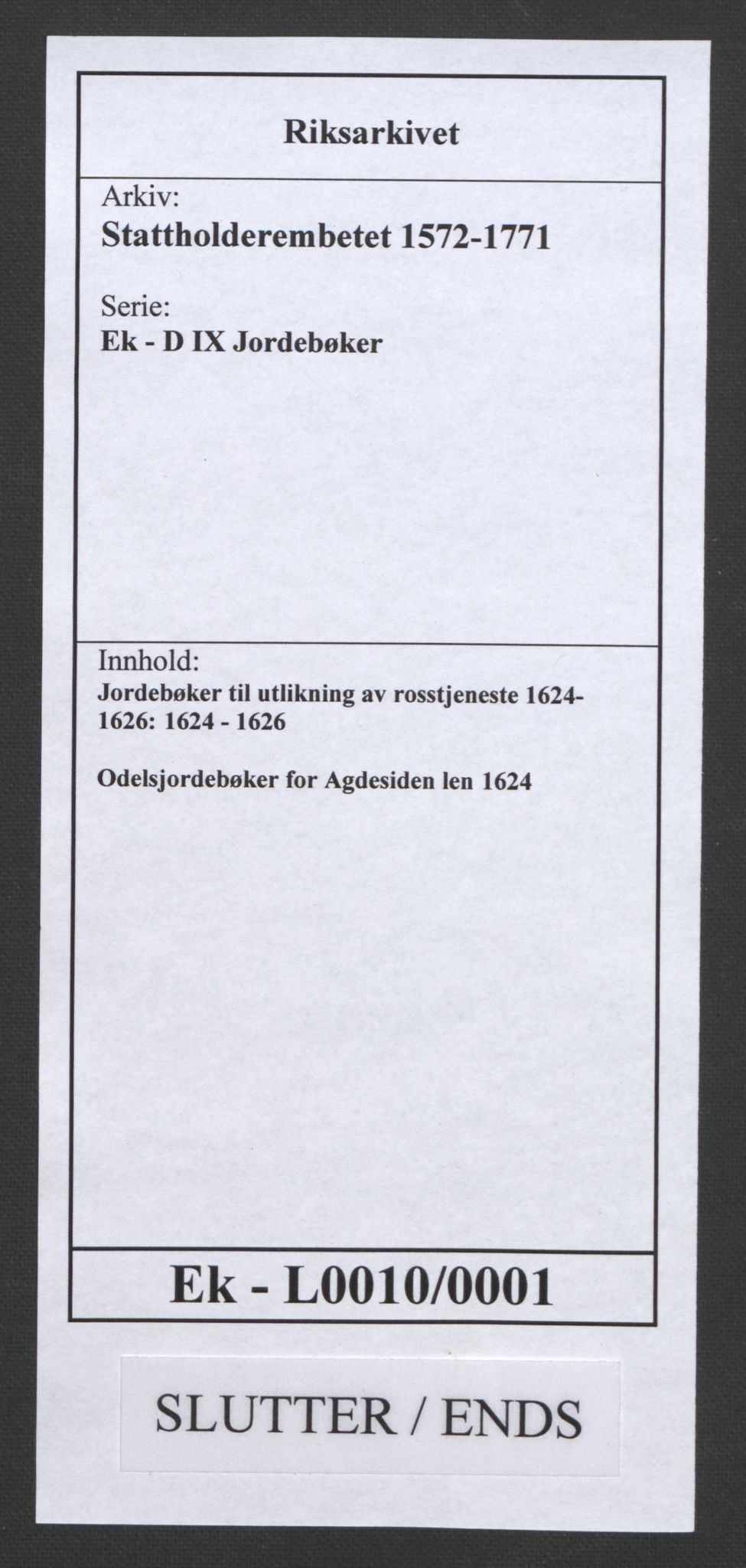 Stattholderembetet 1572-1771, RA/EA-2870/Ek/L0010/0001: Jordebøker til utlikning av rosstjeneste 1624-1626: / Odelsjordebøker for Agdesiden len, 1624, p. 149