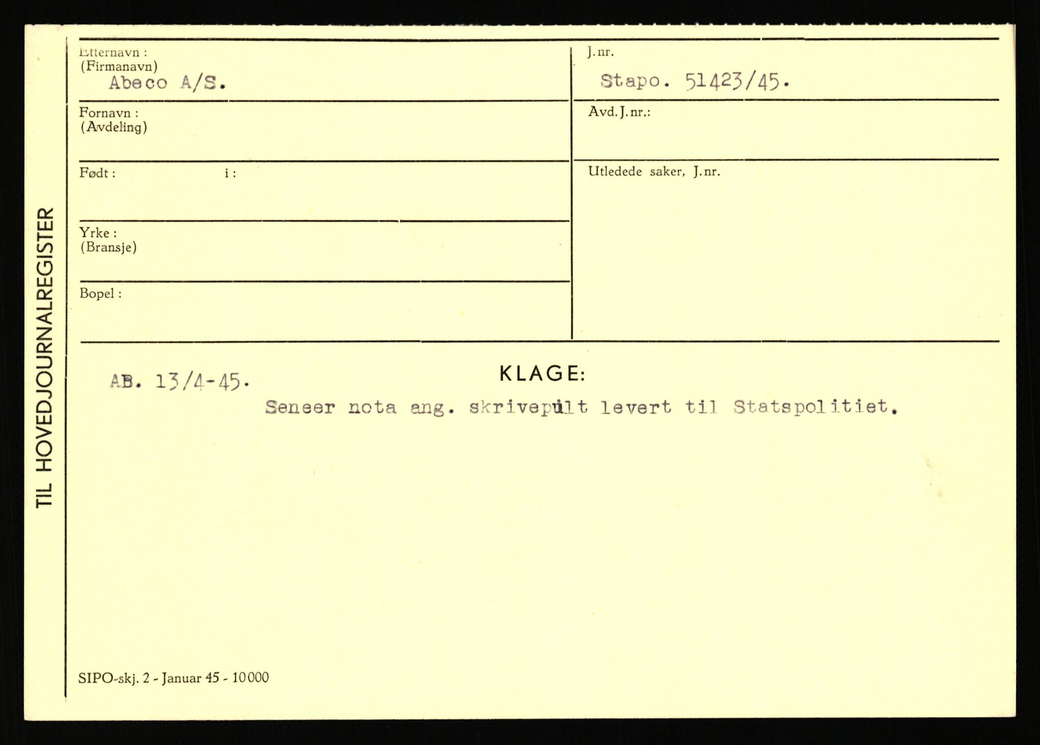 Statspolitiet - Hovedkontoret / Osloavdelingen, AV/RA-S-1329/C/Ca/L0001: Aabakken - Armann, 1943-1945, p. 952