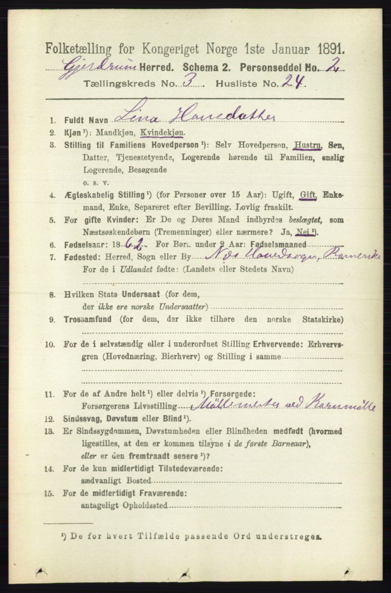 RA, 1891 census for 0234 Gjerdrum, 1891, p. 1389