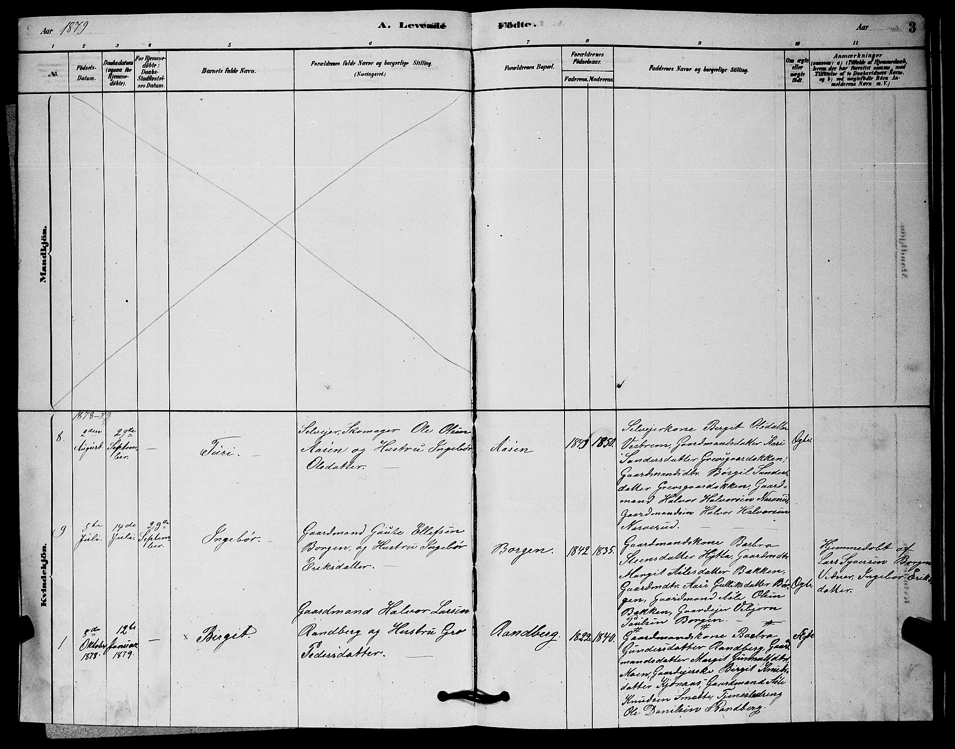 Nore kirkebøker, SAKO/A-238/G/Gc/L0002: Parish register (copy) no. III 2, 1878-1883, p. 3