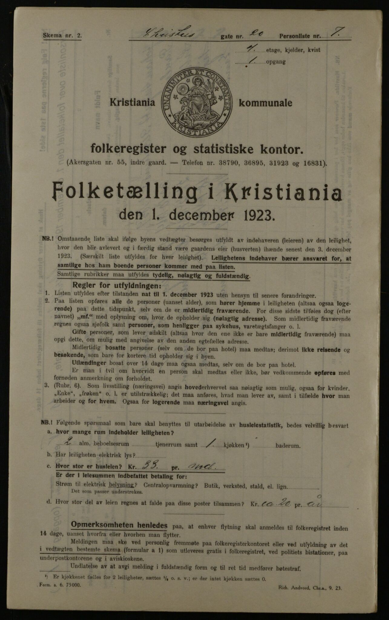 OBA, Municipal Census 1923 for Kristiania, 1923, p. 13683