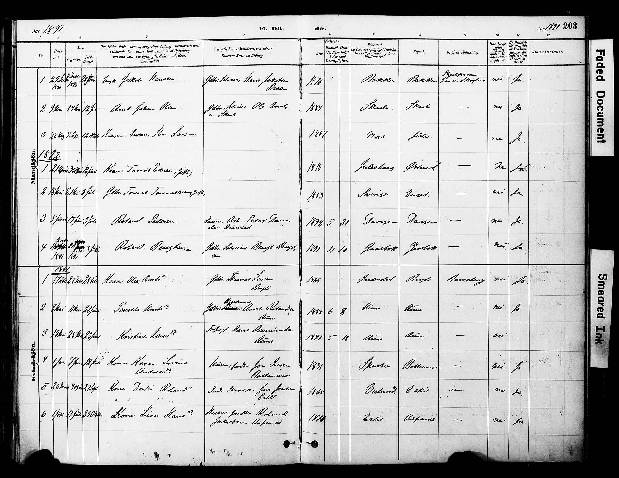 Ministerialprotokoller, klokkerbøker og fødselsregistre - Nord-Trøndelag, SAT/A-1458/757/L0505: Parish register (official) no. 757A01, 1882-1904, p. 203