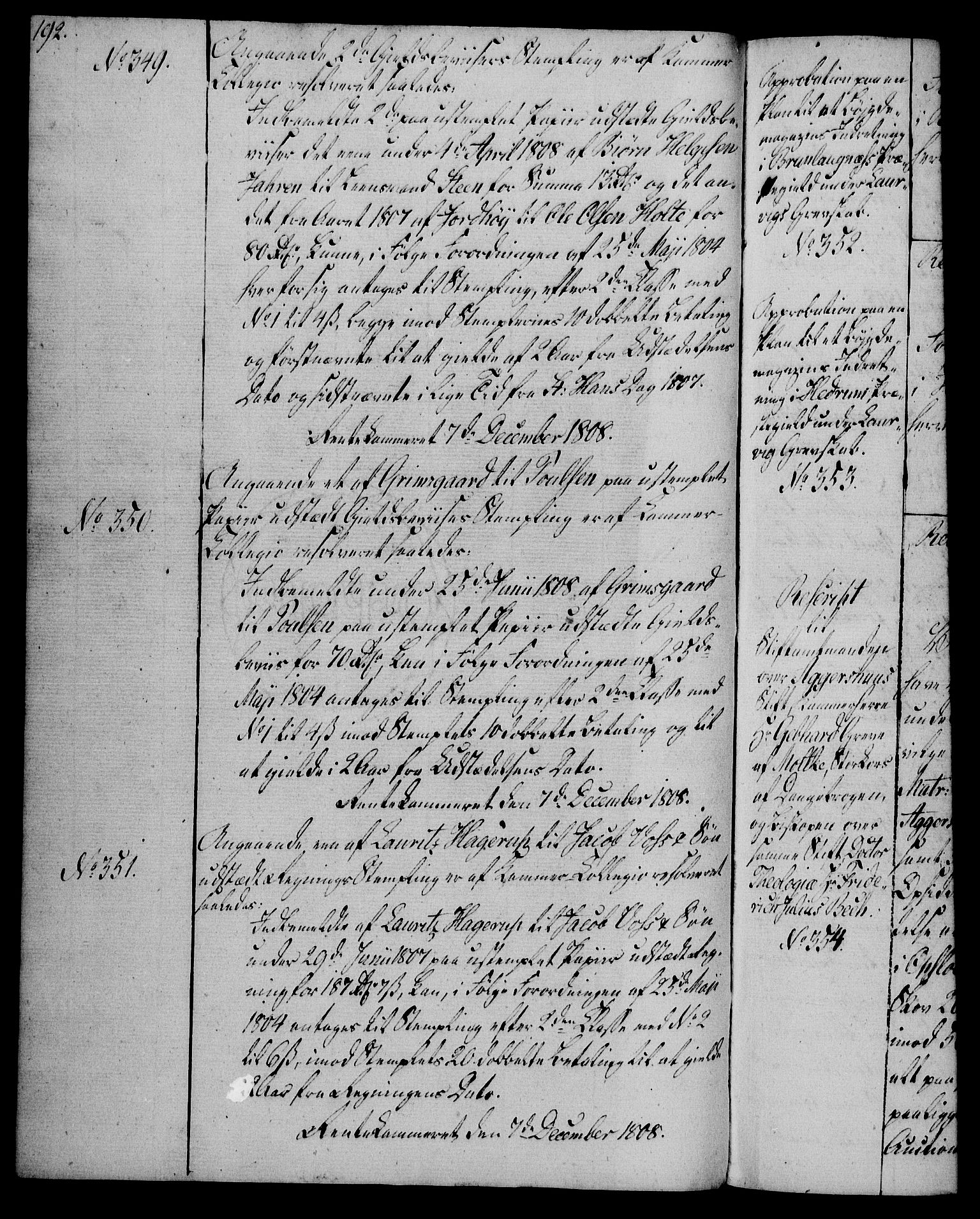 Rentekammeret, Kammerkanselliet, AV/RA-EA-3111/G/Gg/Gga/L0019: Norsk ekspedisjonsprotokoll med register (merket RK 53.19), 1807-1810, p. 192