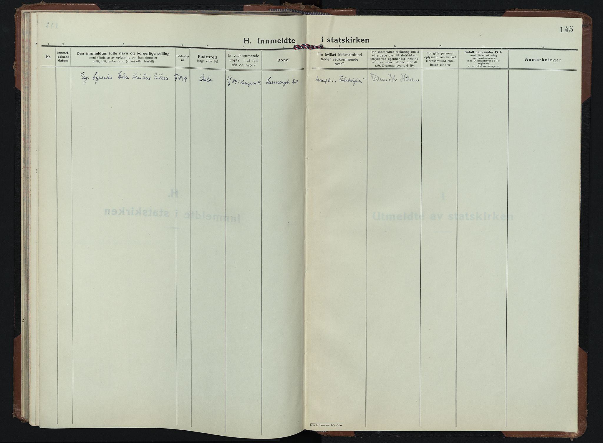 Døves menighet Oslo prestekontor kirkebøker, SAO/A-11064/G/L0001: Parish register (copy) no. 1, 1895-1949, p. 145
