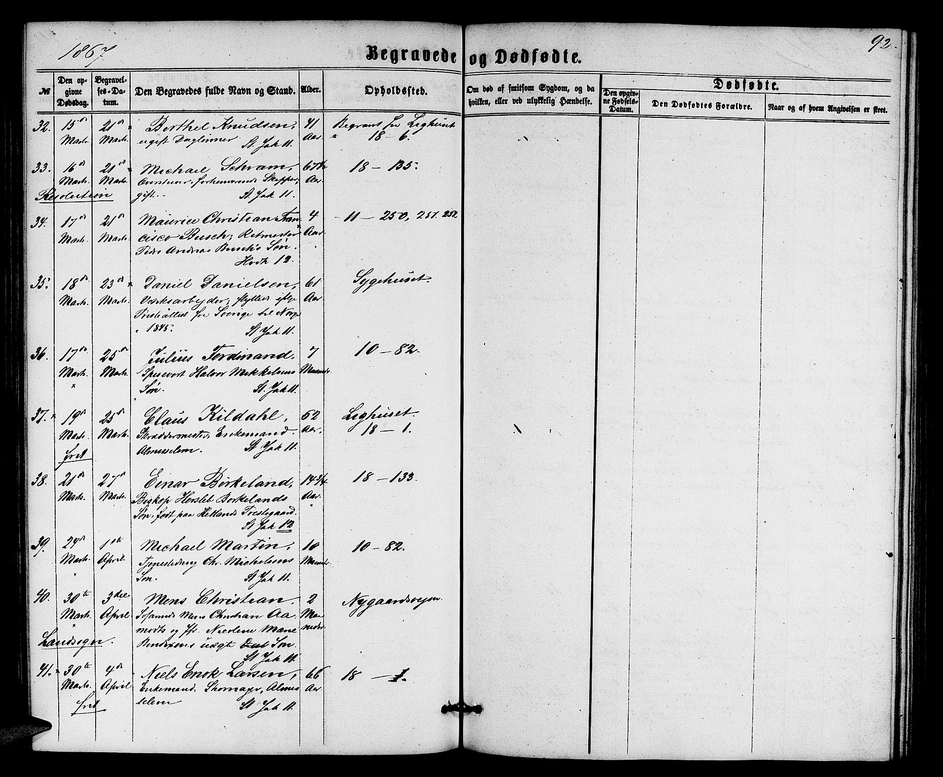 Domkirken sokneprestembete, AV/SAB-A-74801/H/Hab/L0039: Parish register (copy) no. E 3, 1860-1868, p. 92