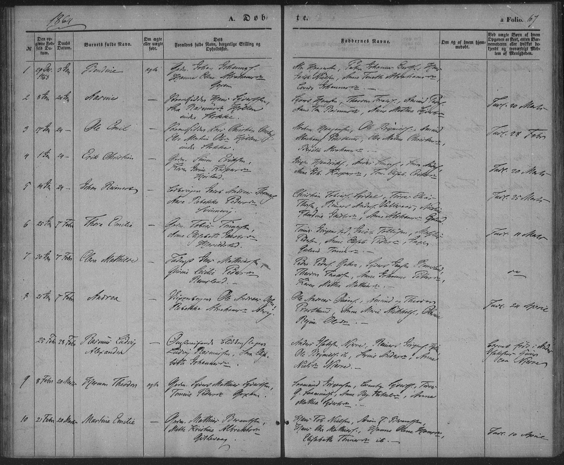 Sør-Audnedal sokneprestkontor, AV/SAK-1111-0039/F/Fa/Faa/L0002: Parish register (official) no. A 2, 1848-1867, p. 67