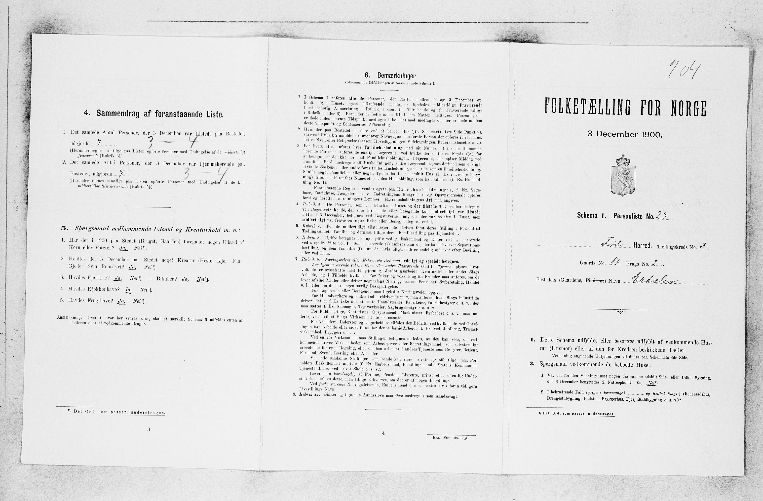 SAB, 1900 census for Førde, 1900, p. 273