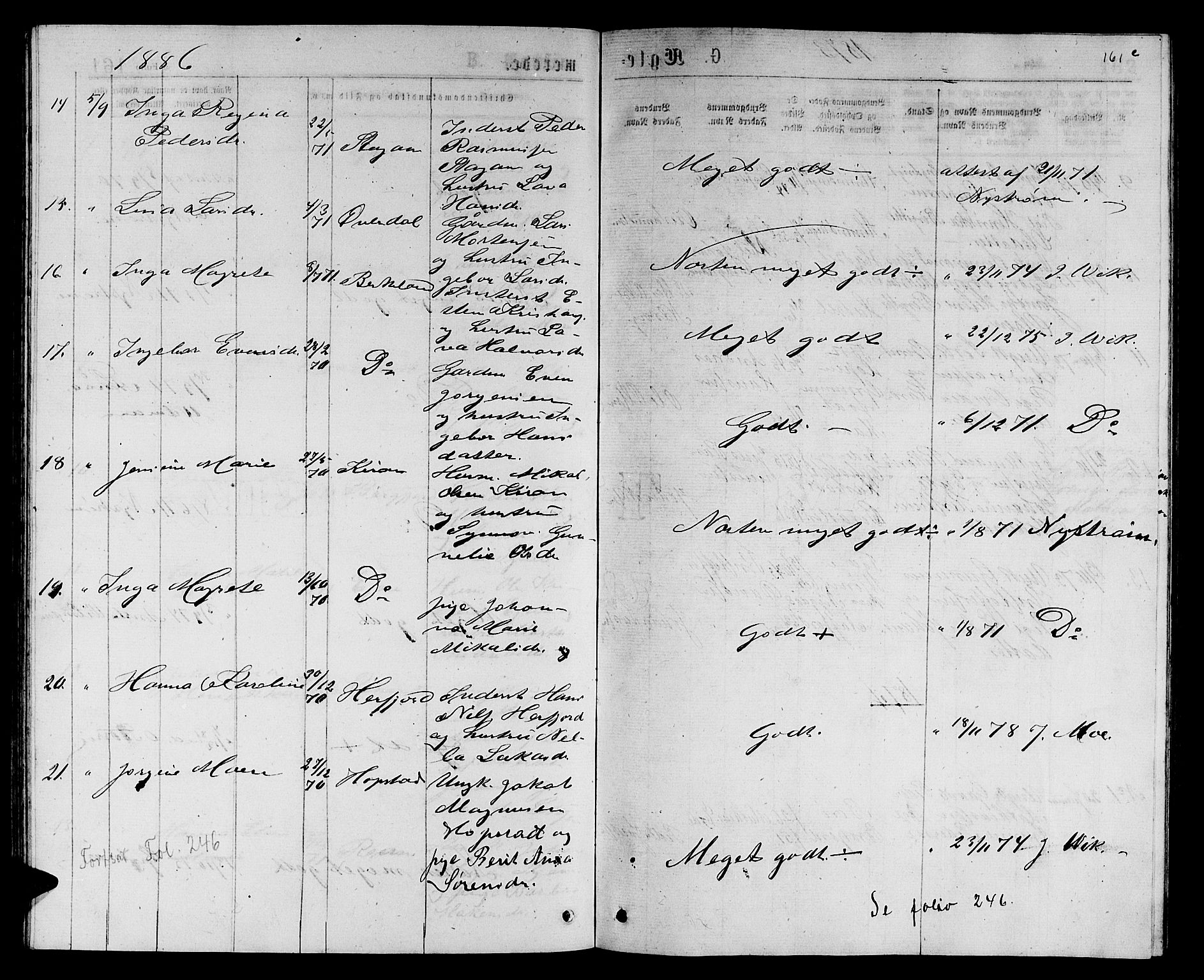 Ministerialprotokoller, klokkerbøker og fødselsregistre - Sør-Trøndelag, AV/SAT-A-1456/657/L0715: Parish register (copy) no. 657C02, 1873-1888, p. 161b