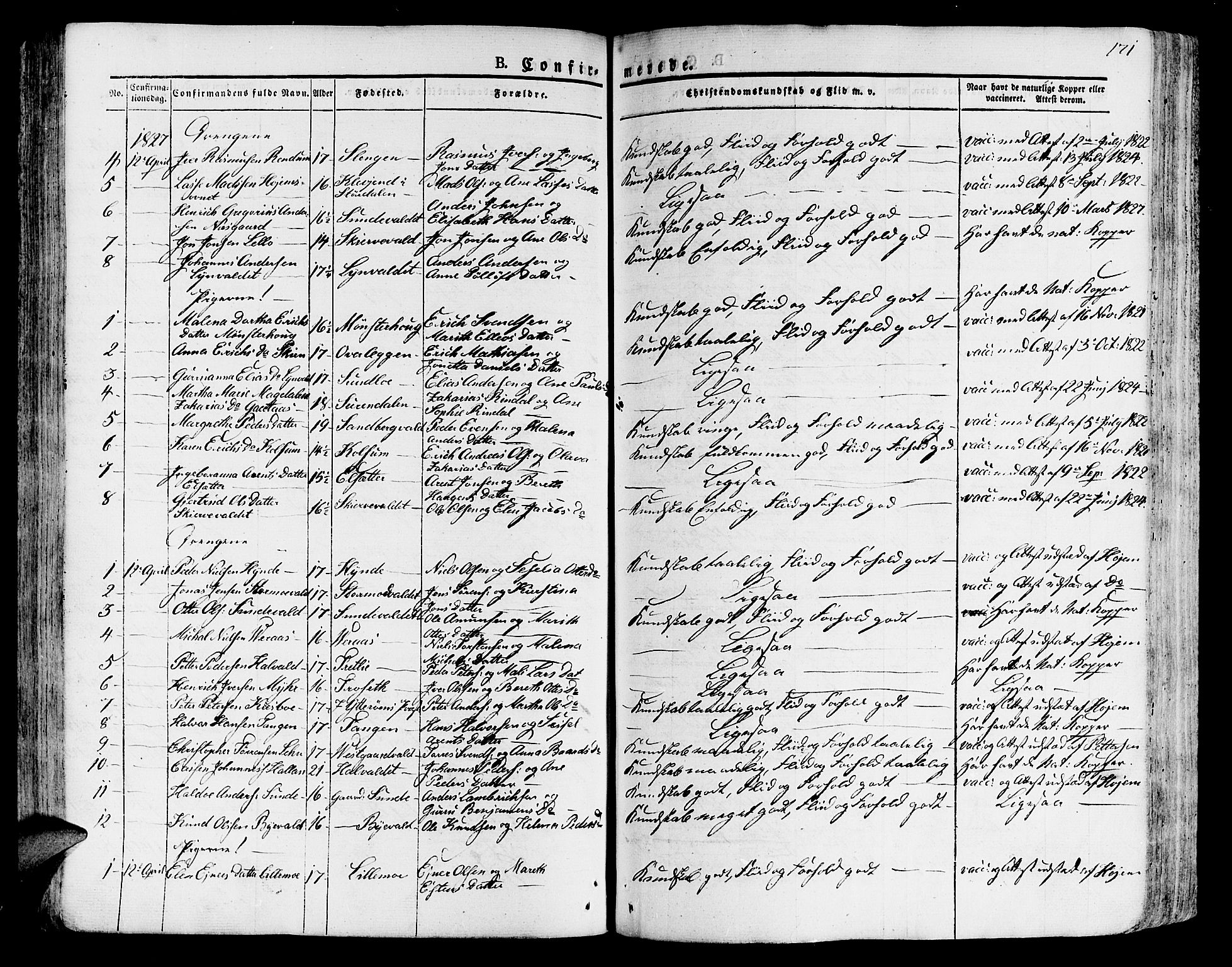 Ministerialprotokoller, klokkerbøker og fødselsregistre - Nord-Trøndelag, AV/SAT-A-1458/717/L0152: Parish register (official) no. 717A05 /1, 1825-1836, p. 171