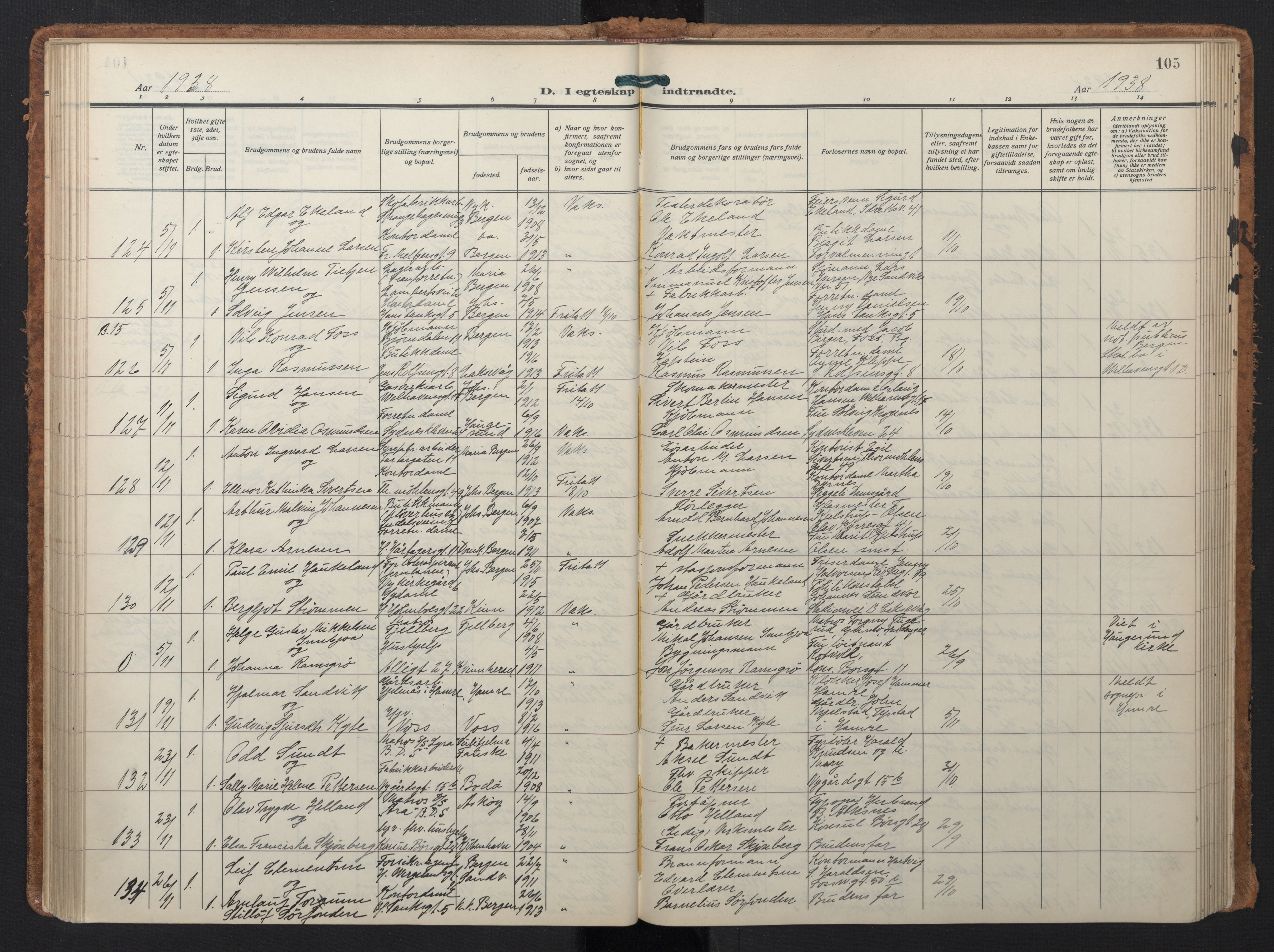 Johanneskirken sokneprestembete, AV/SAB-A-76001/H/Hab: Parish register (copy) no. C 3, 1929-1949, p. 104b-105a