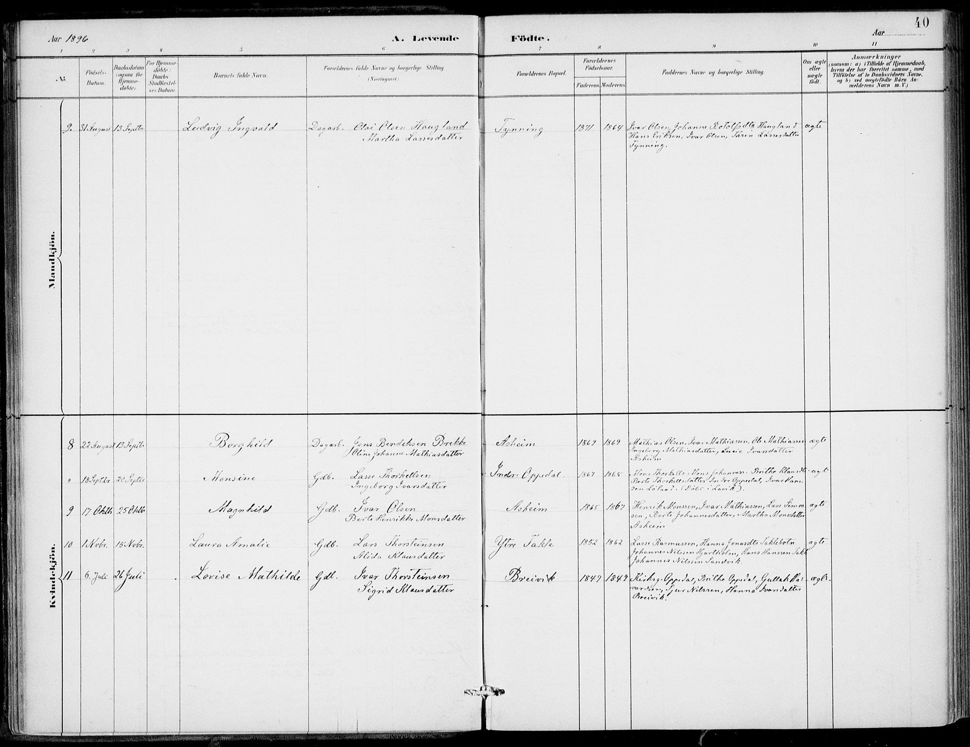 Gulen sokneprestembete, SAB/A-80201/H/Haa/Haac/L0002: Parish register (official) no. C  2, 1882-1914, p. 40