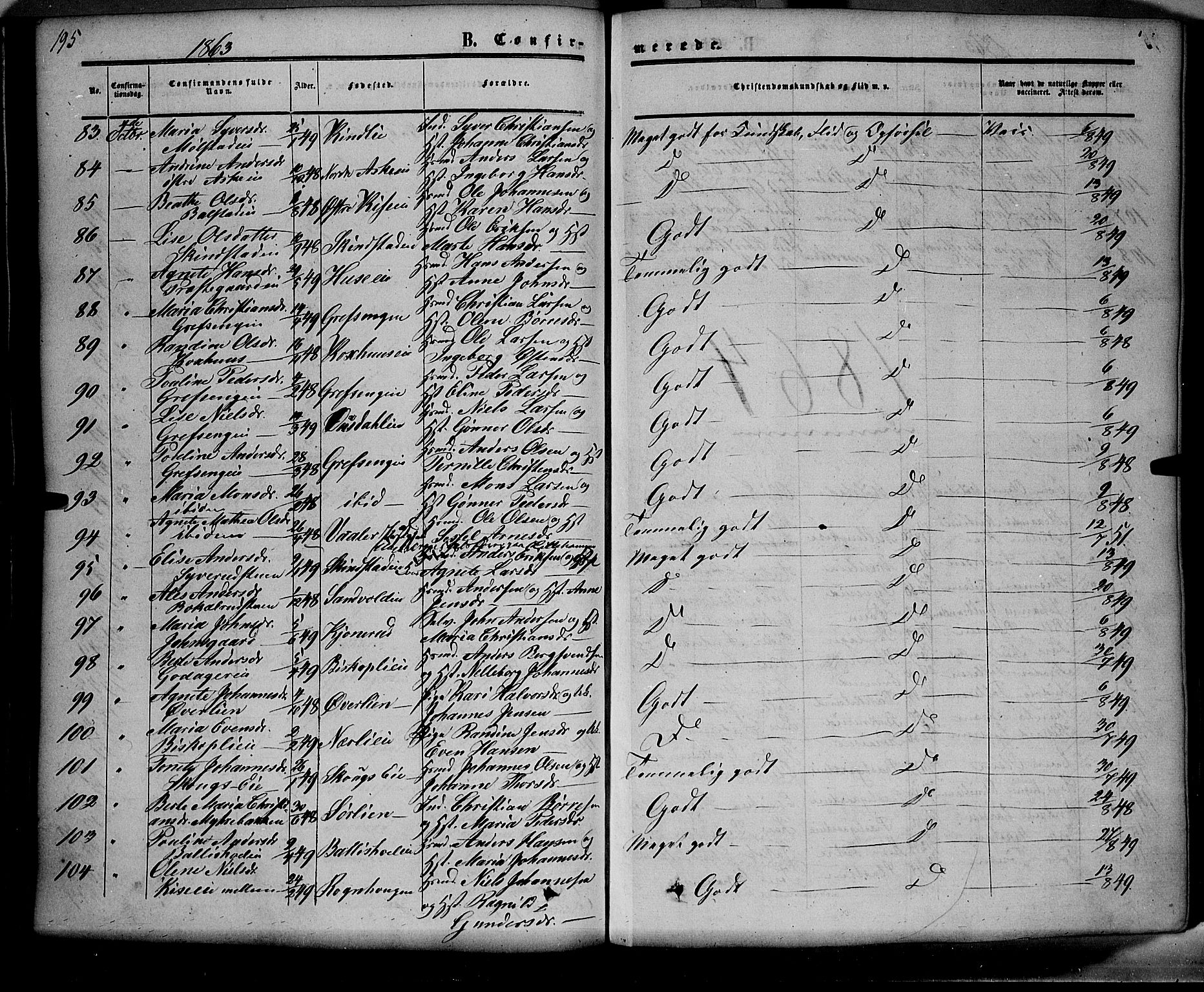 Nes prestekontor, Hedmark, SAH/PREST-020/K/Ka/L0004: Parish register (official) no. 4, 1852-1886, p. 195