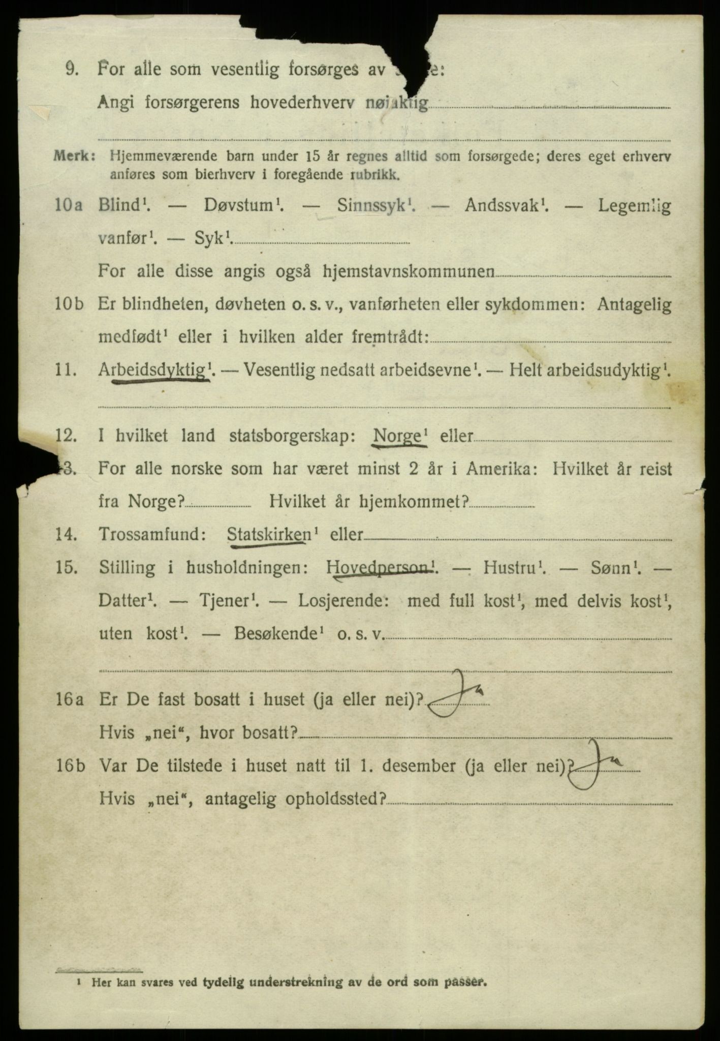 SAB, 1920 census for Os, 1920, p. 5699