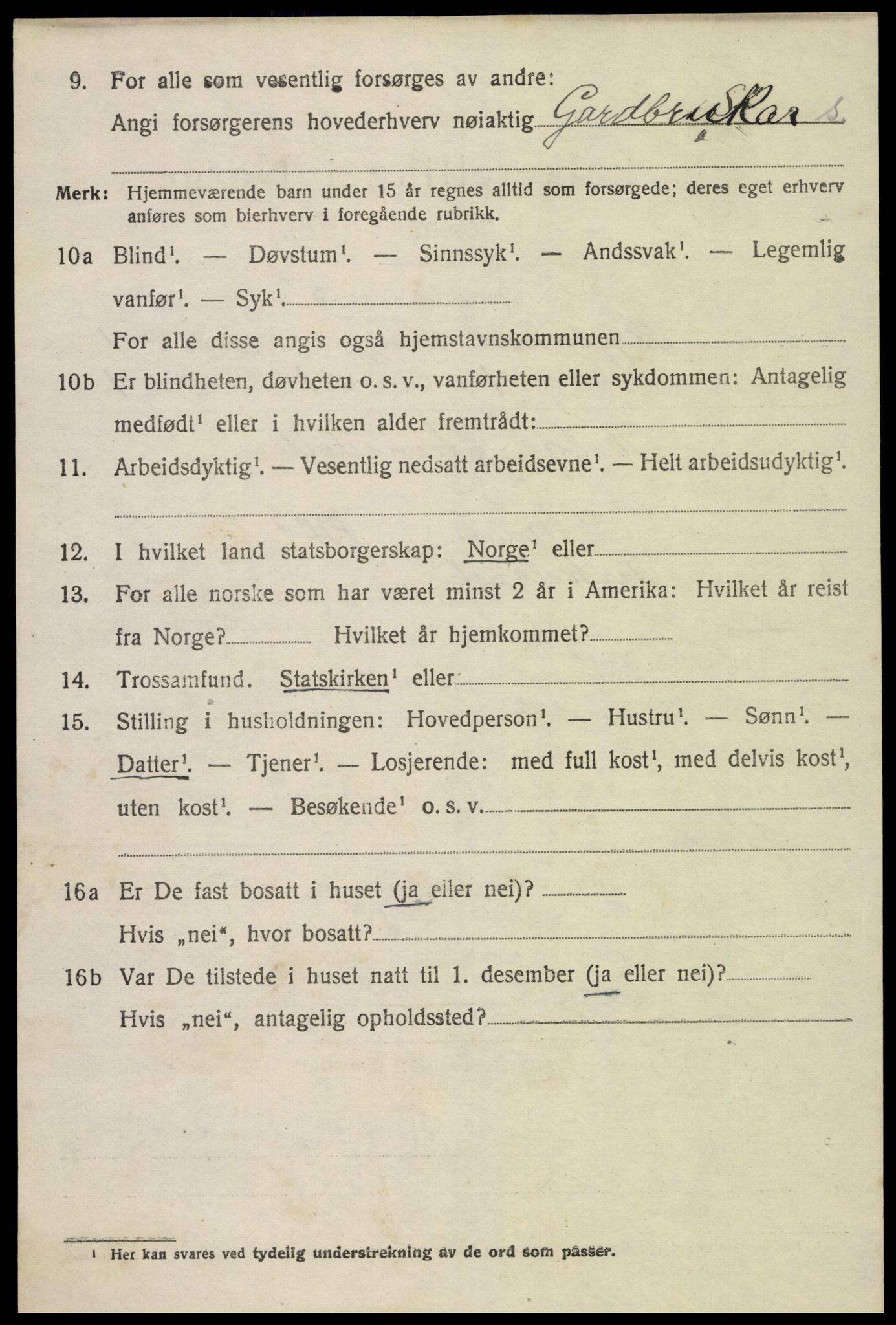 SAK, 1920 census for Bygland, 1920, p. 906