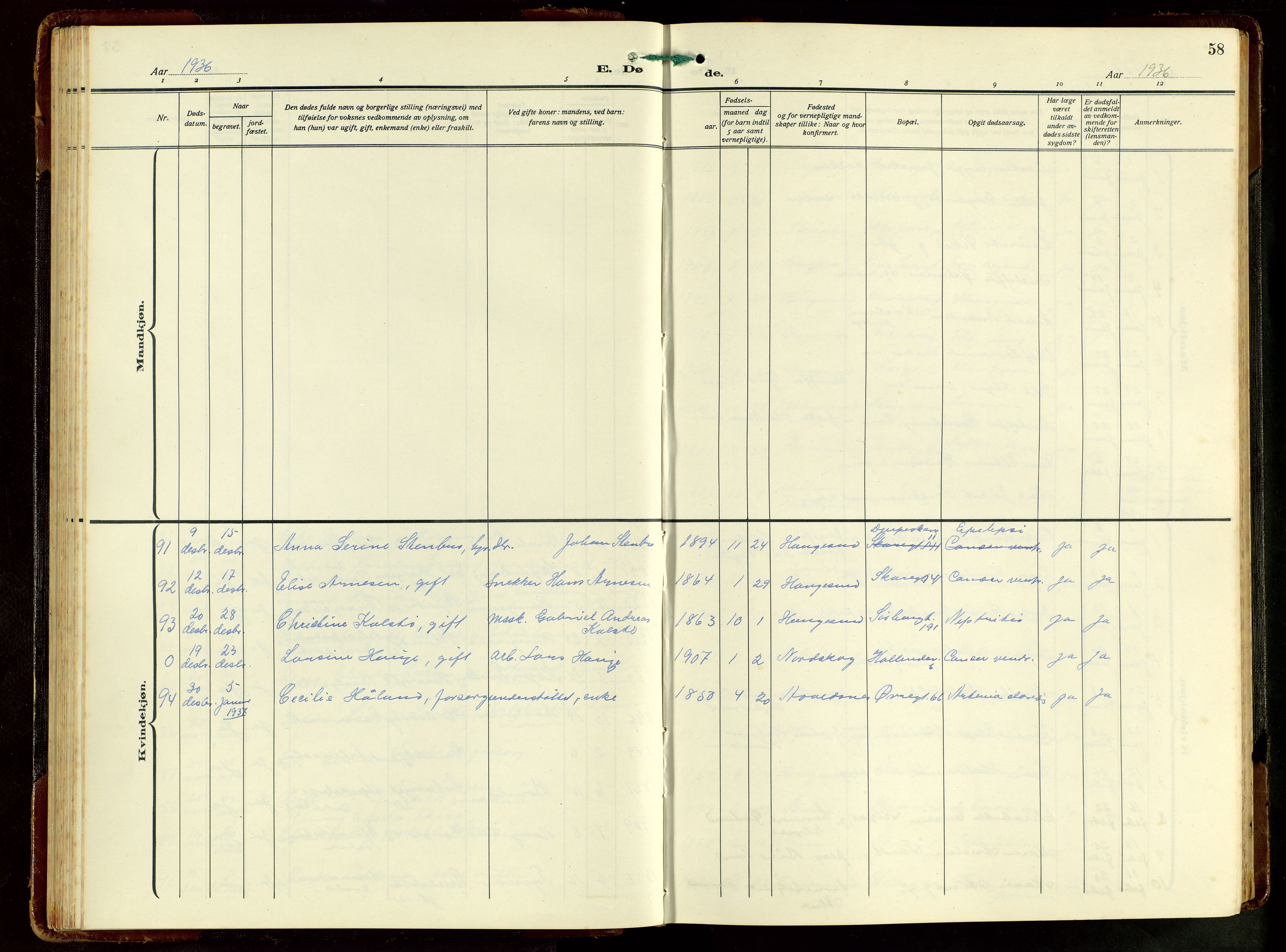Haugesund sokneprestkontor, SAST/A -101863/H/Ha/Hab/L0012: Parish register (copy) no. B 12, 1930-1958, p. 58