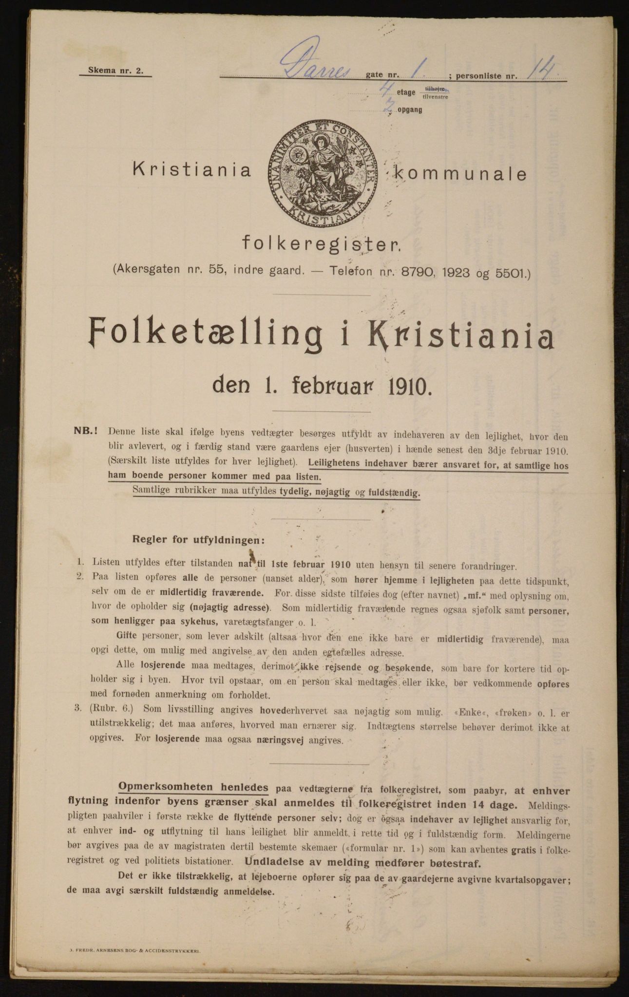 OBA, Municipal Census 1910 for Kristiania, 1910, p. 14704