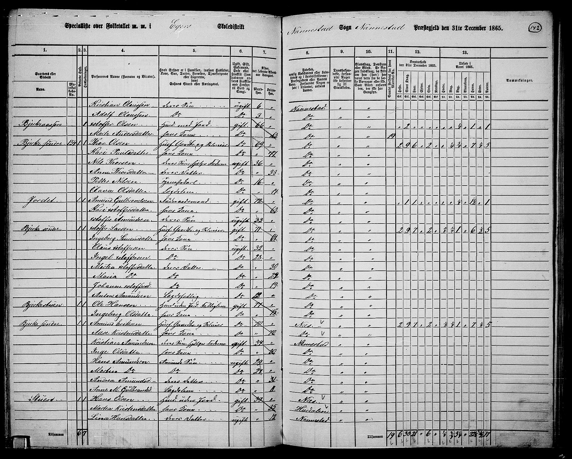 RA, 1865 census for Nannestad, 1865, p. 28