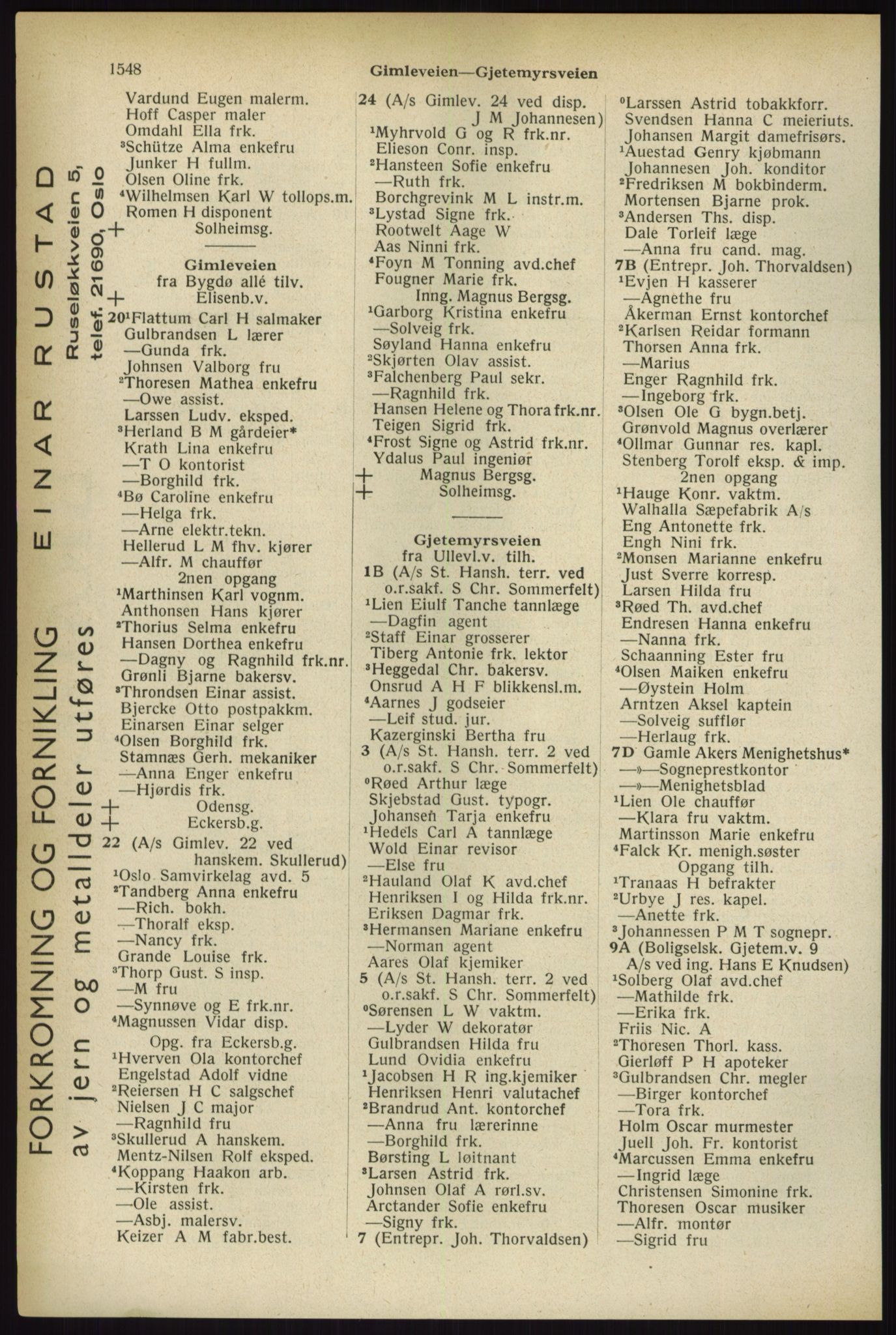 Kristiania/Oslo adressebok, PUBL/-, 1933, p. 1548