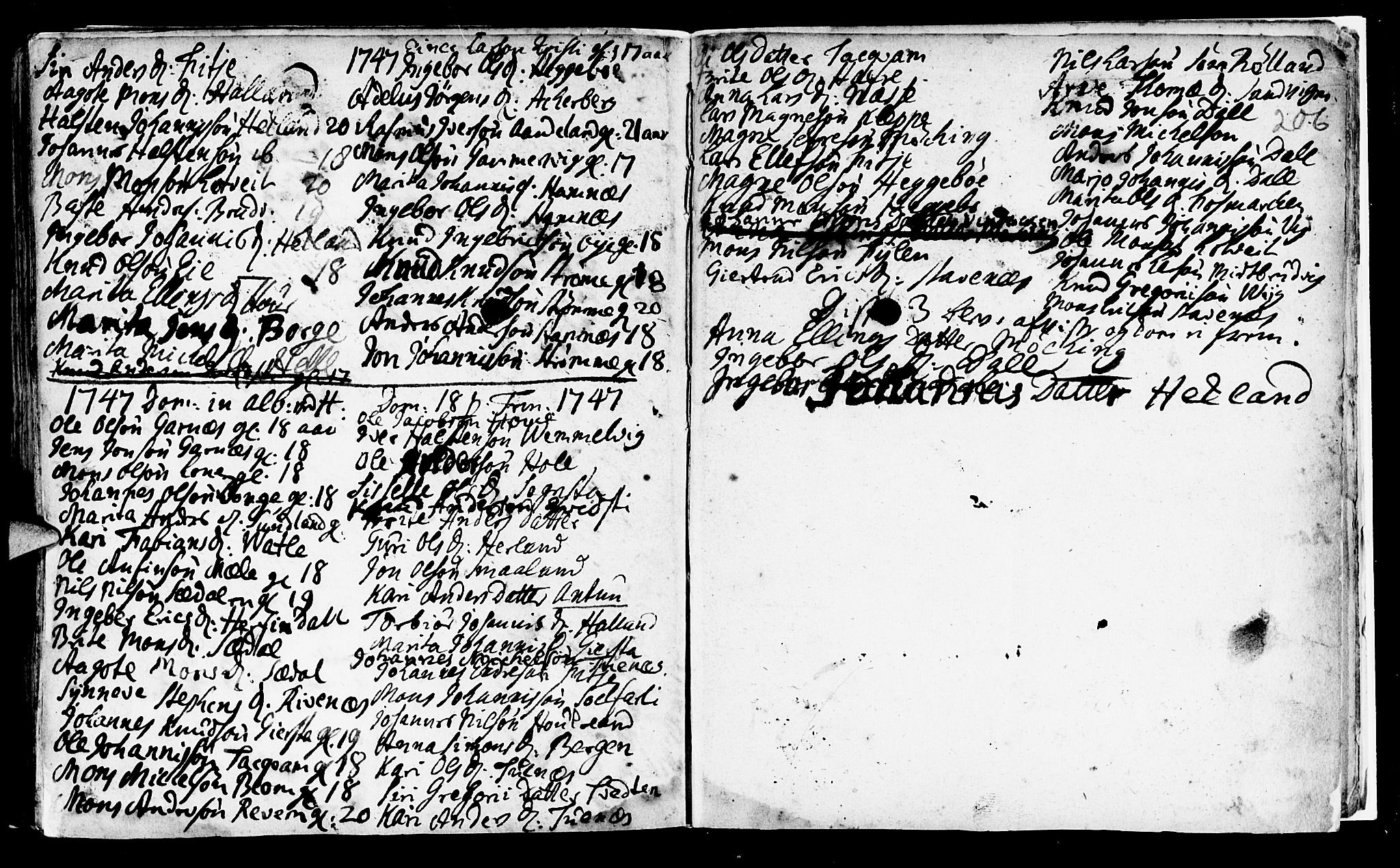 Haus sokneprestembete, AV/SAB-A-75601/H/Haa: Parish register (official) no. A 5, 1733-1747, p. 206