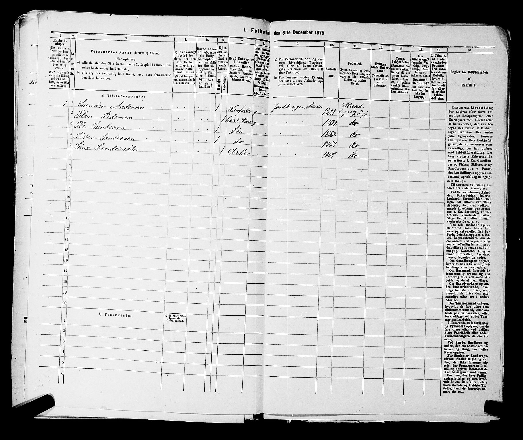 RA, 1875 census for 0135P Råde, 1875, p. 325