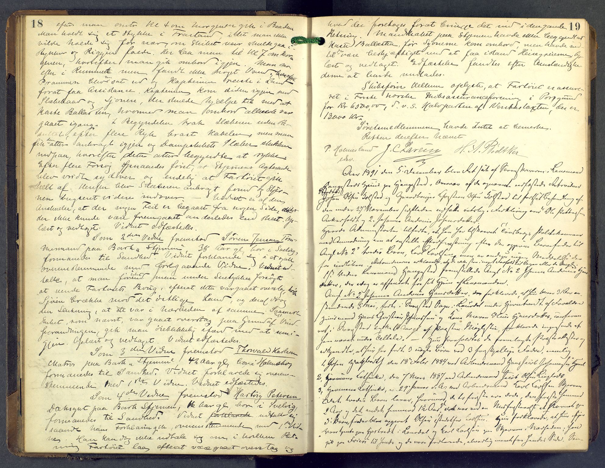 Nordre Jarlsberg sorenskriveri, AV/SAKO-A-80/F/Fb/Fba/L0028: Ekstrarettsprotokoll, 1891-1897, p. 18-19