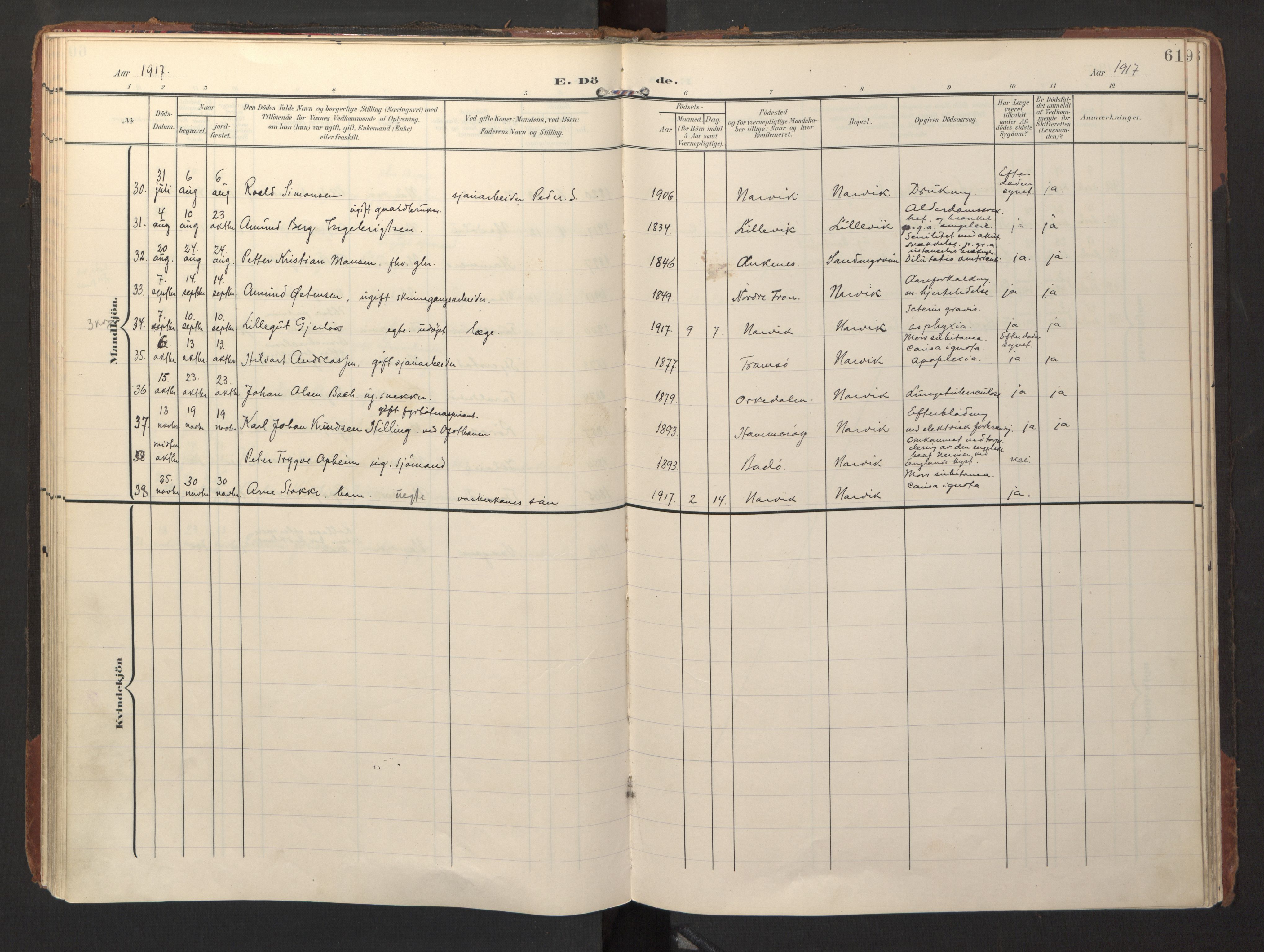 Ministerialprotokoller, klokkerbøker og fødselsregistre - Nordland, AV/SAT-A-1459/871/L1000: Parish register (official) no. 871A16, 1902-1925, p. 61