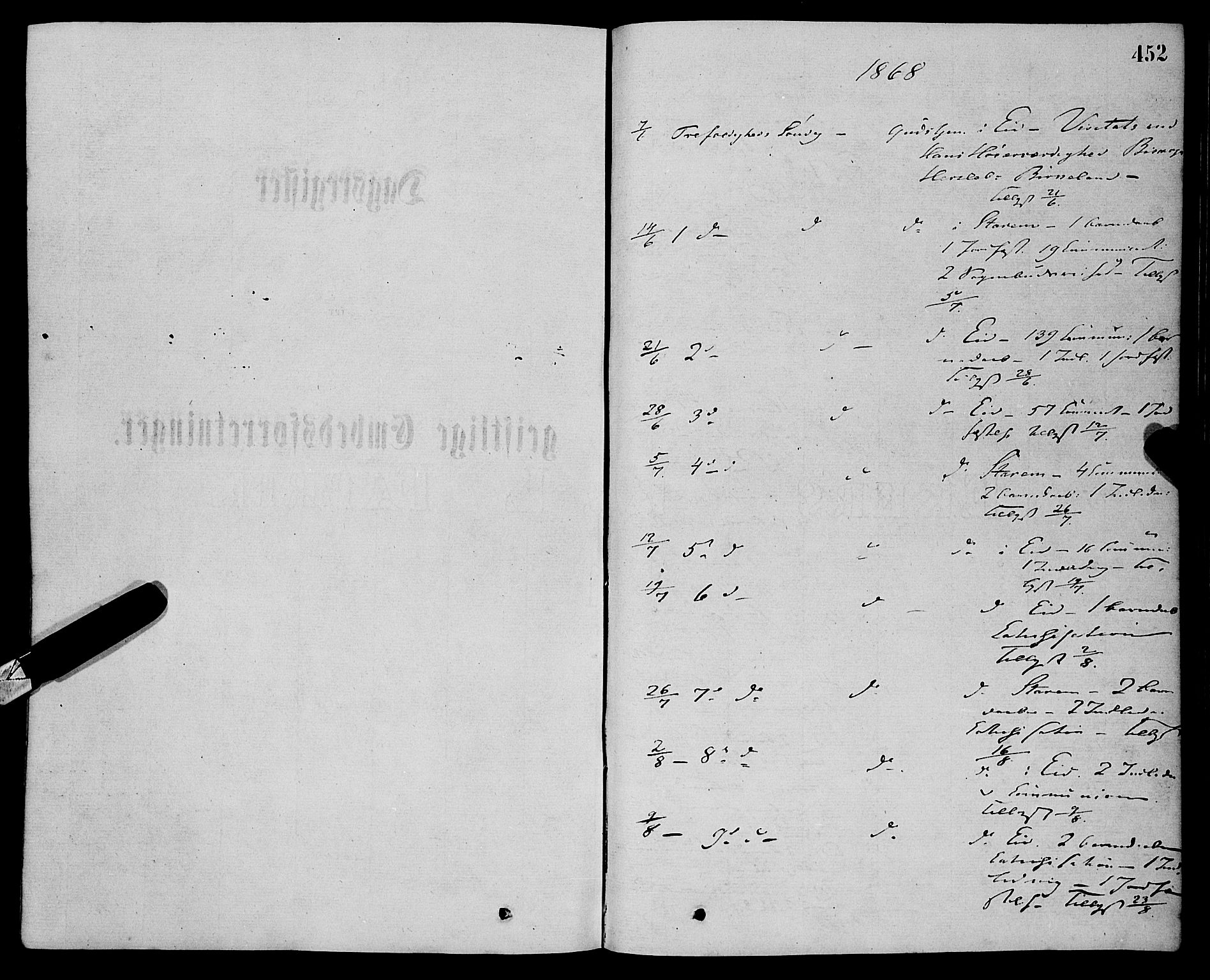 Eid sokneprestembete, SAB/A-82301/H/Haa/Haaa/L0010: Parish register (official) no. A 10, 1867-1878, p. 452