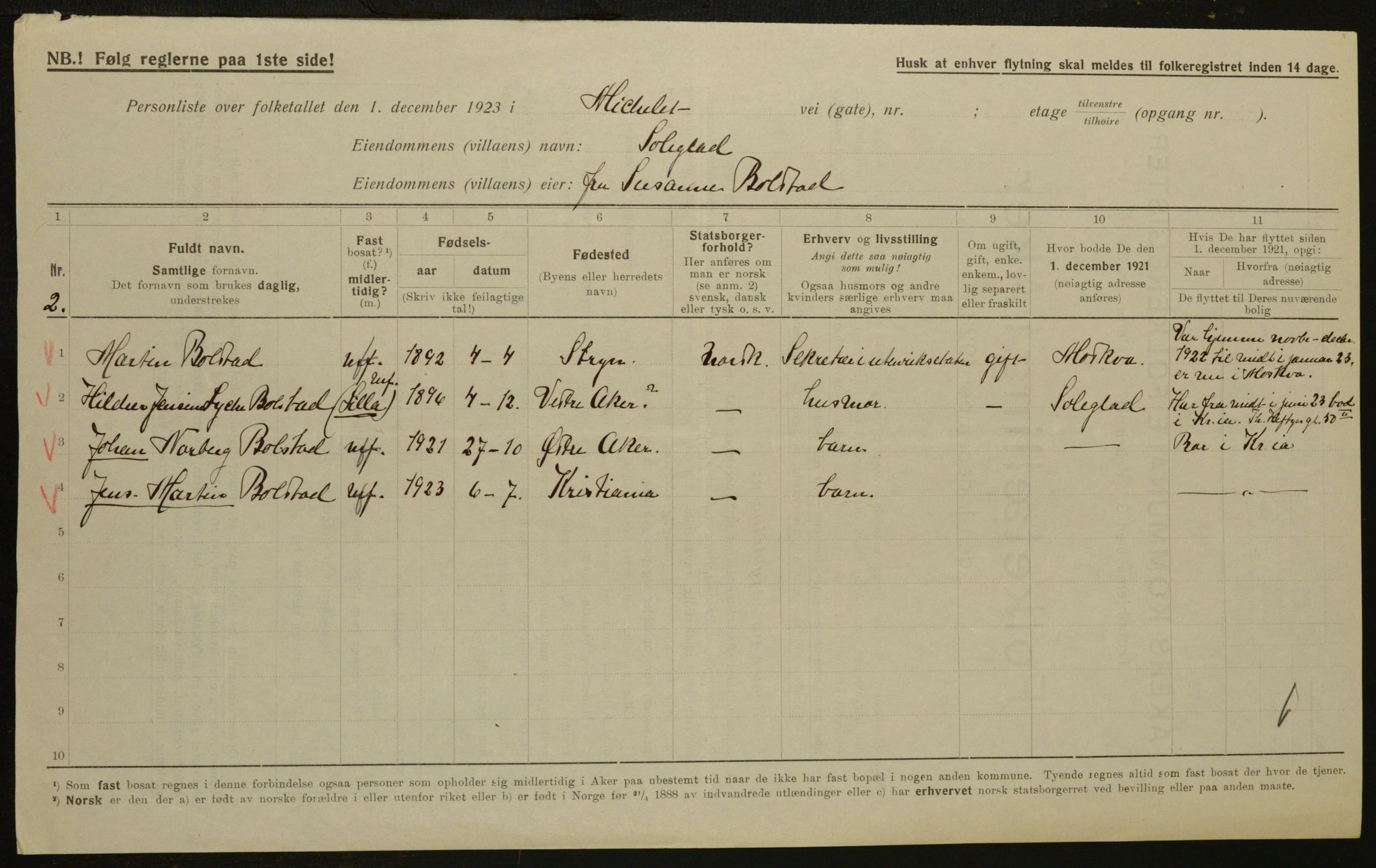 , Municipal Census 1923 for Aker, 1923, p. 28983