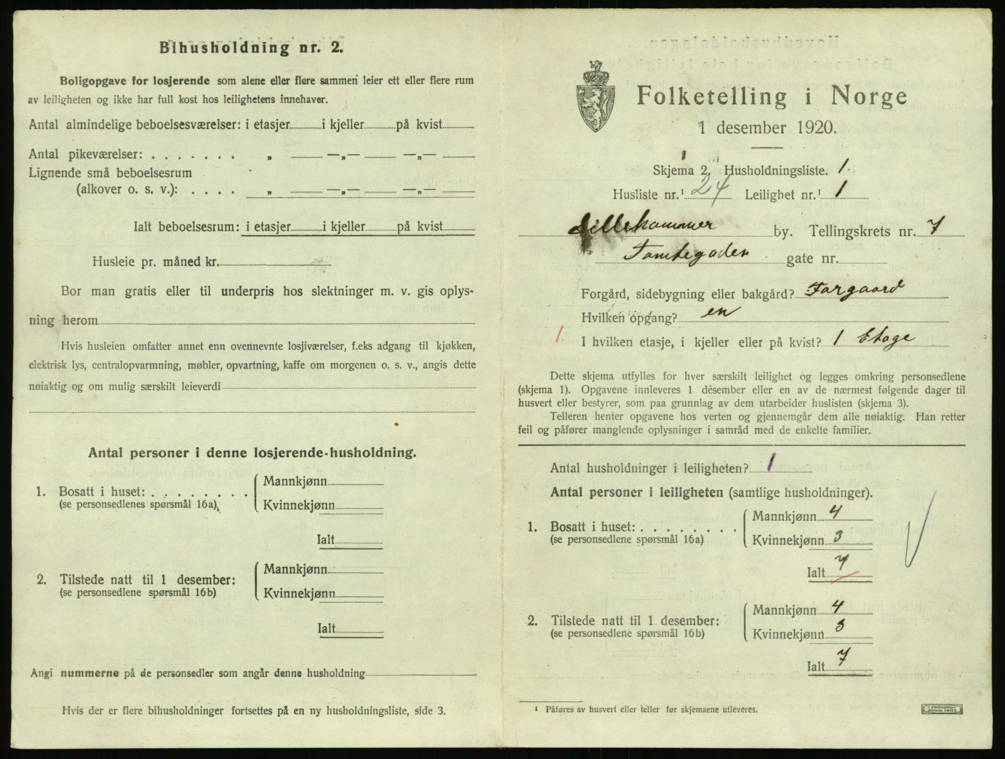 SAH, 1920 census for Lillehammer, 1920, p. 2742