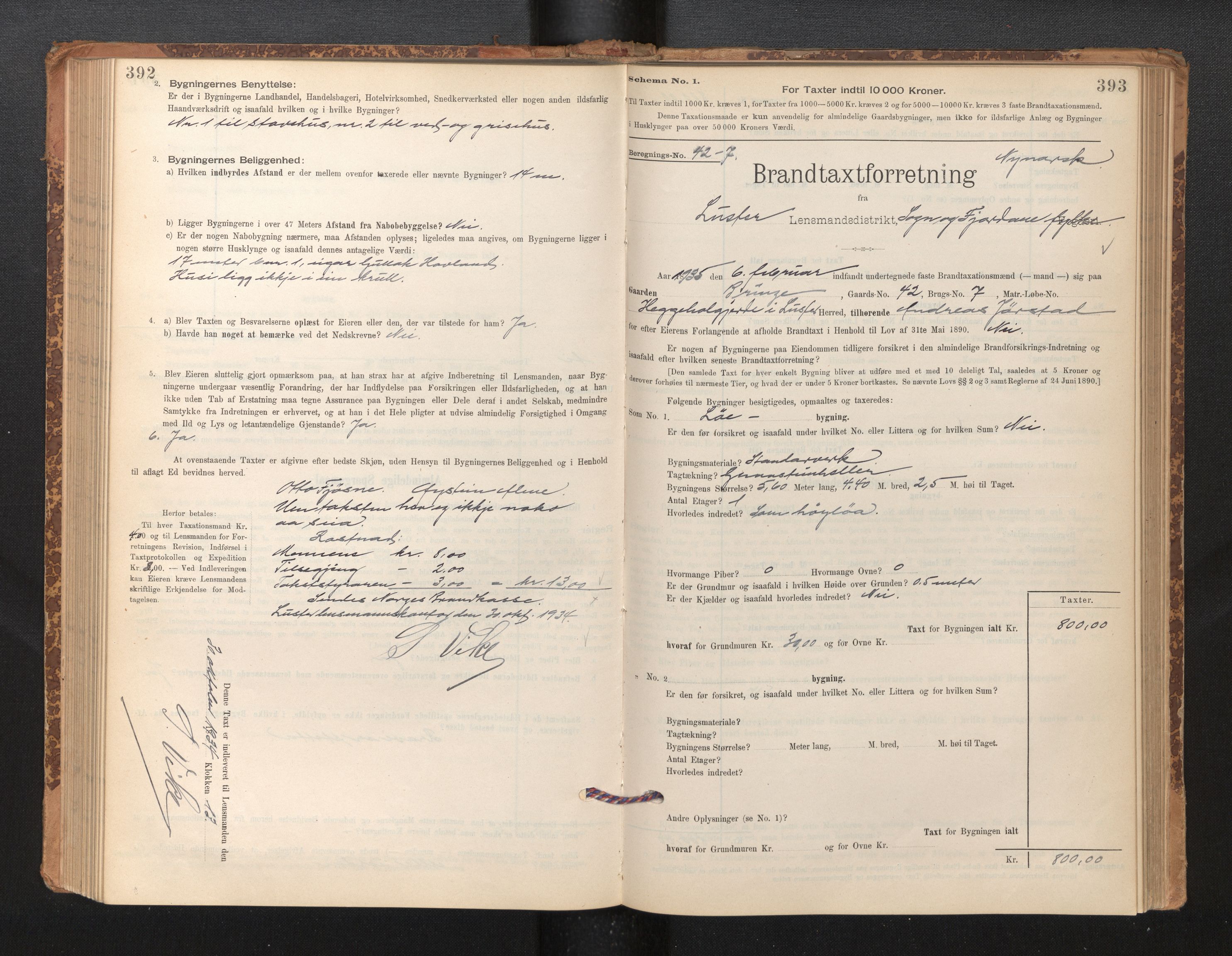 Lensmannen i Luster, SAB/A-29301/0012/L0007: Branntakstprotokoll, skjematakst, 1895-1935, p. 392-393